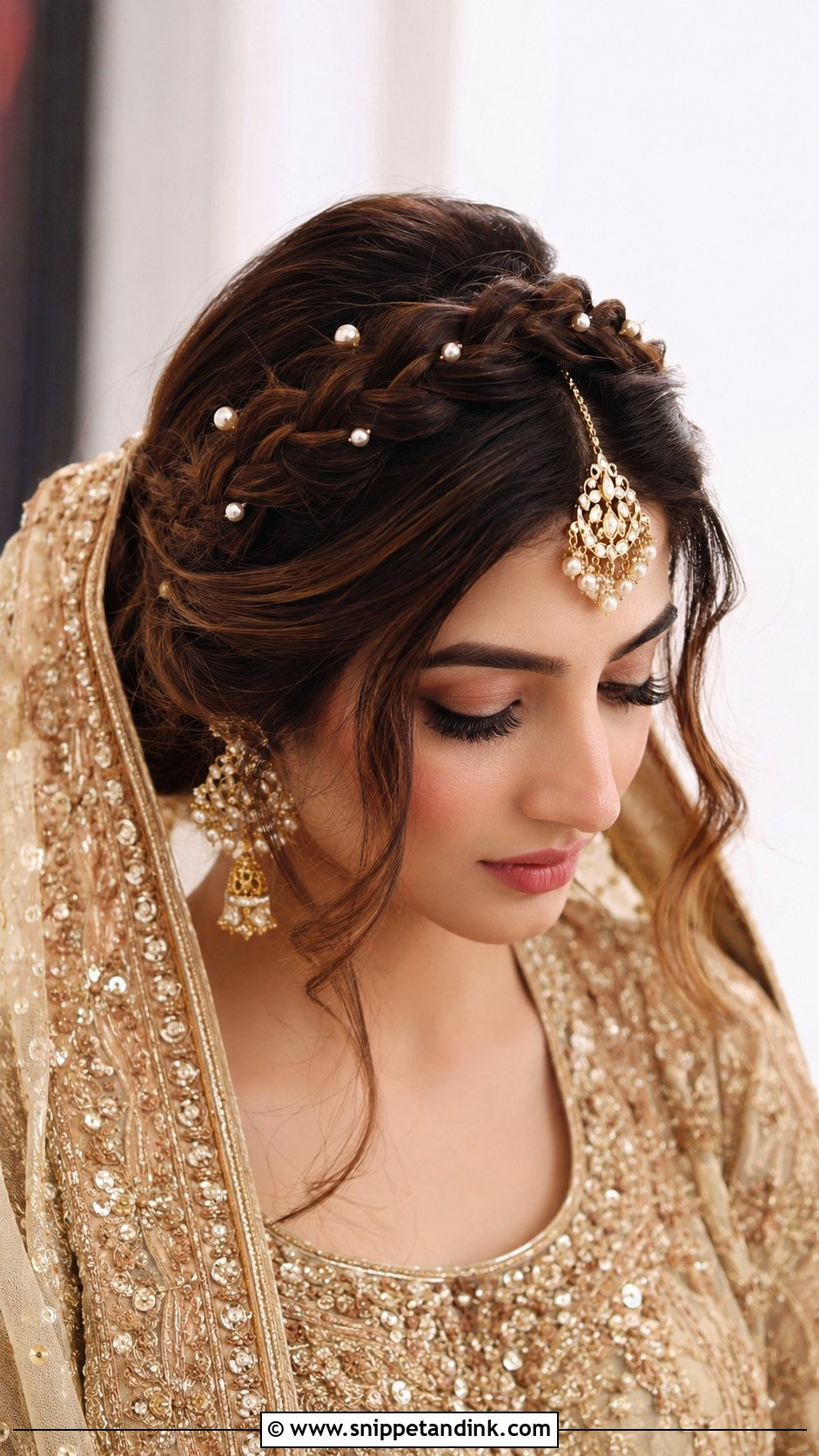 Braided Crown Updo - Snippet and Ink - 25 Pakistani Wedding Hairstyles