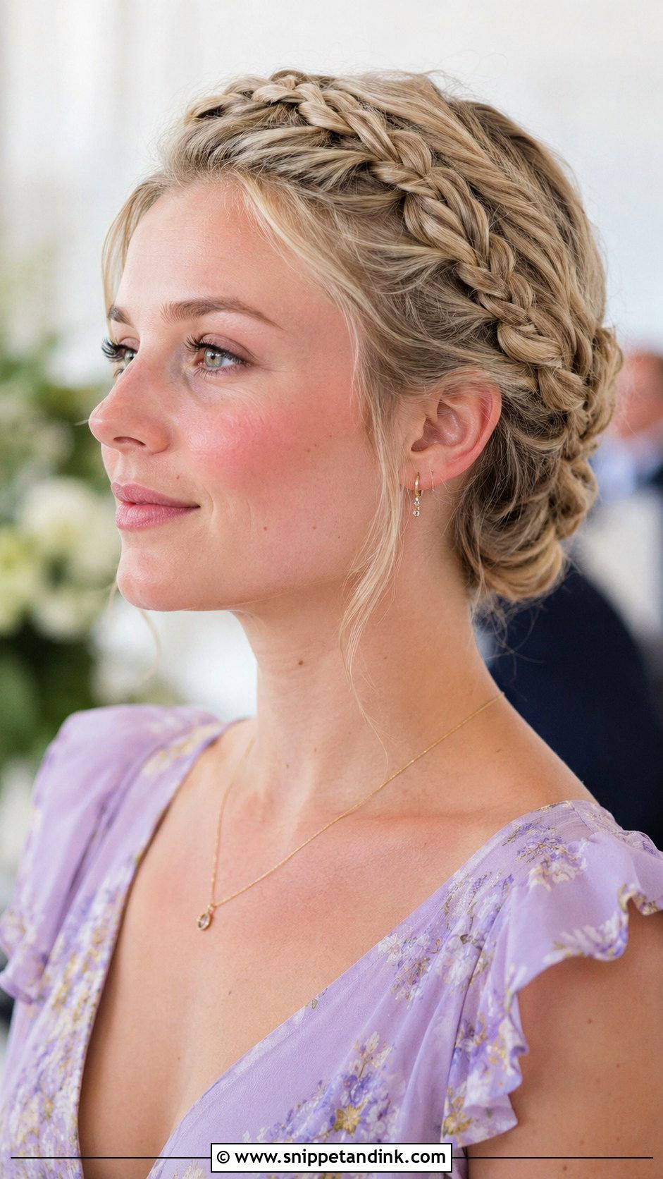 Braided Crown Updo For Short Hair - Snippet and Ink - 15 Wedding Guest Updos for Short Hair