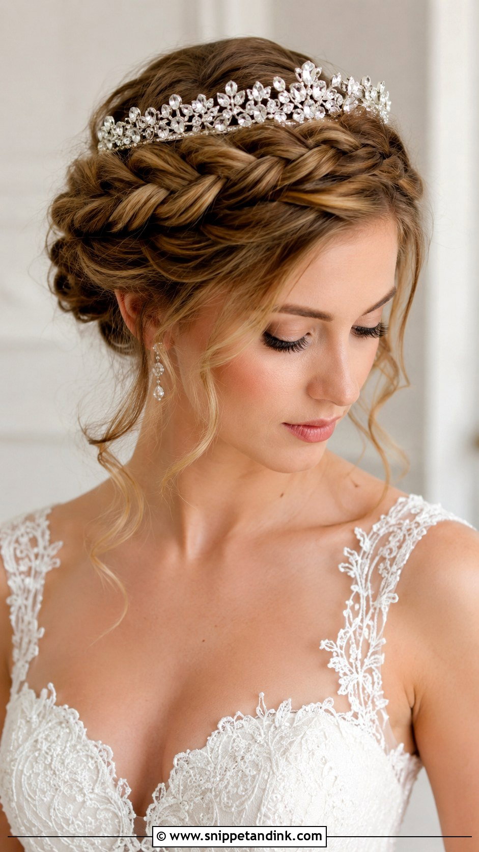Braided Crown Updo With Tiara - Snippet and Ink - 20 Crown Wedding Hair Ideas