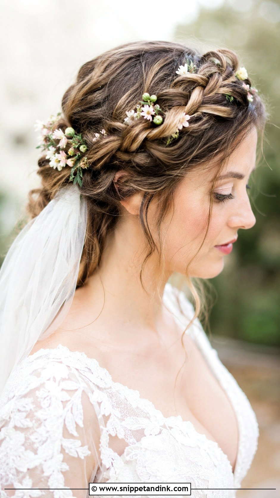 Braided Crown Updo With Veil Under - Snippet and Ink - 25 Veil Under Updo Ideas