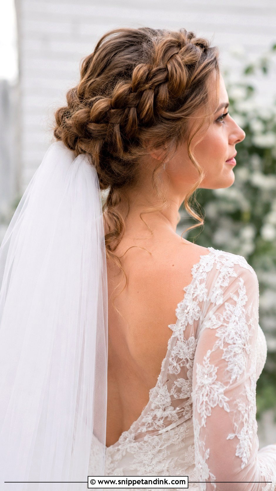 Braided Crown Updo With Veil - Snippet and Ink - 25 Updo with Veil Ideas