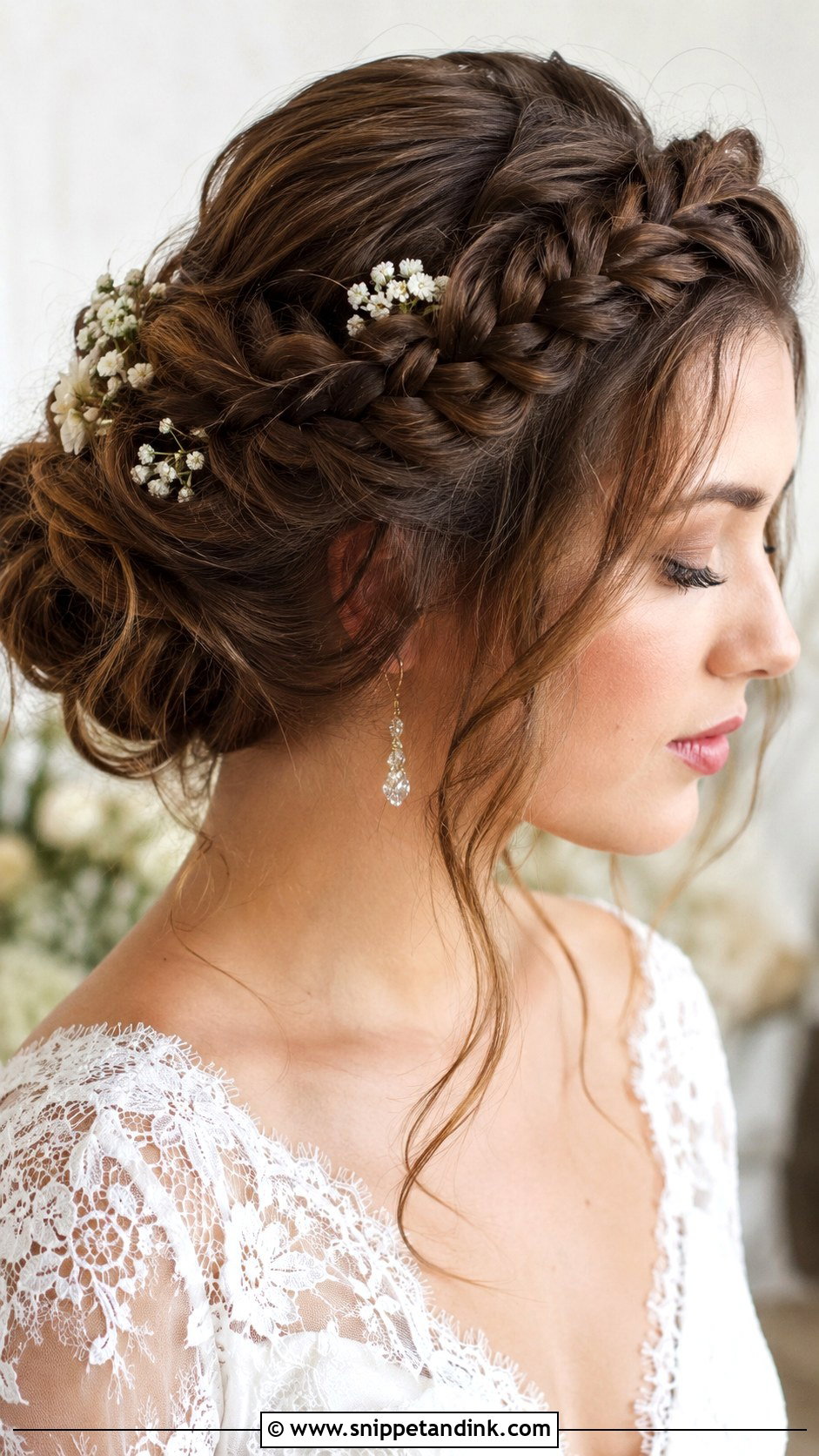 Braided Crown Updo With Volume - Snippet and Ink - 25 Bridal Hair for Round Face Ideas
