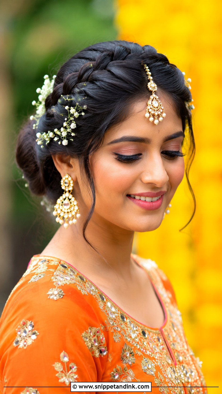 Braided Crown Updo for Bride - Snippet and Ink - 30 Mehndi Hairstyles for Bride