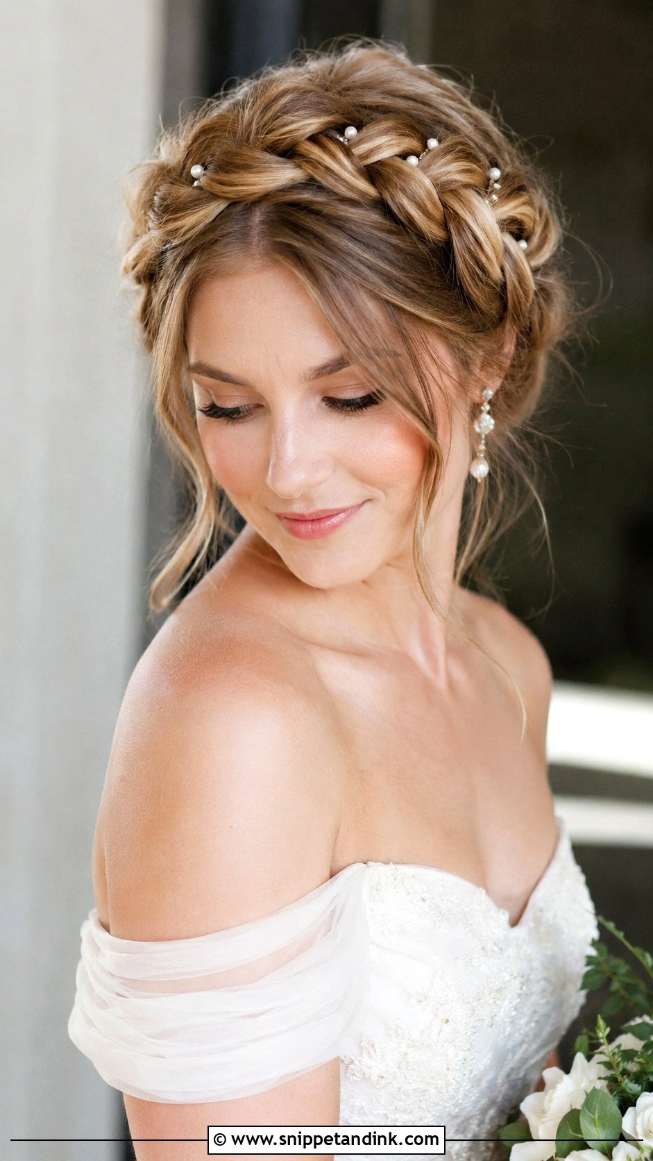 Braided Crown Updo for Brides - Snippet and Ink - 25 Fairytale Wedding Hair Ideas