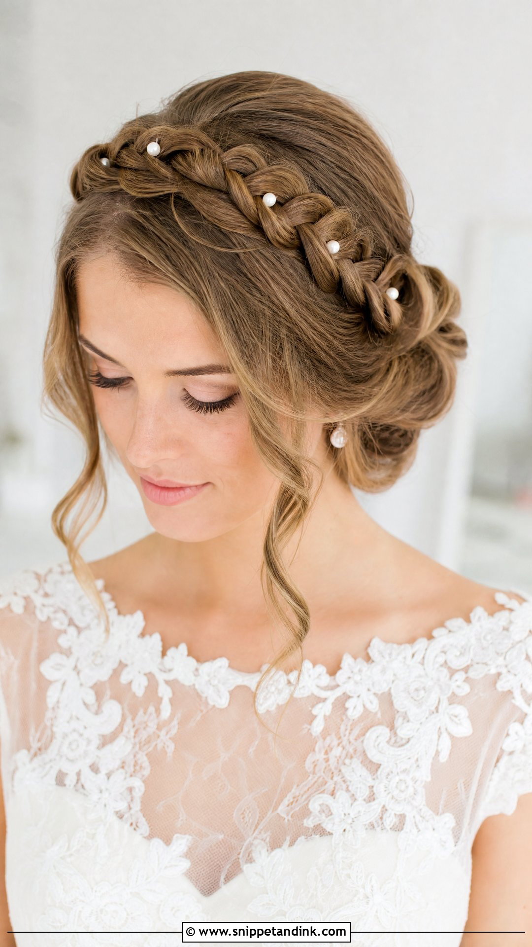 Braided Crown Updo for Brides - Snippet and Ink - 20 Bridal Hair with Braid Ideas