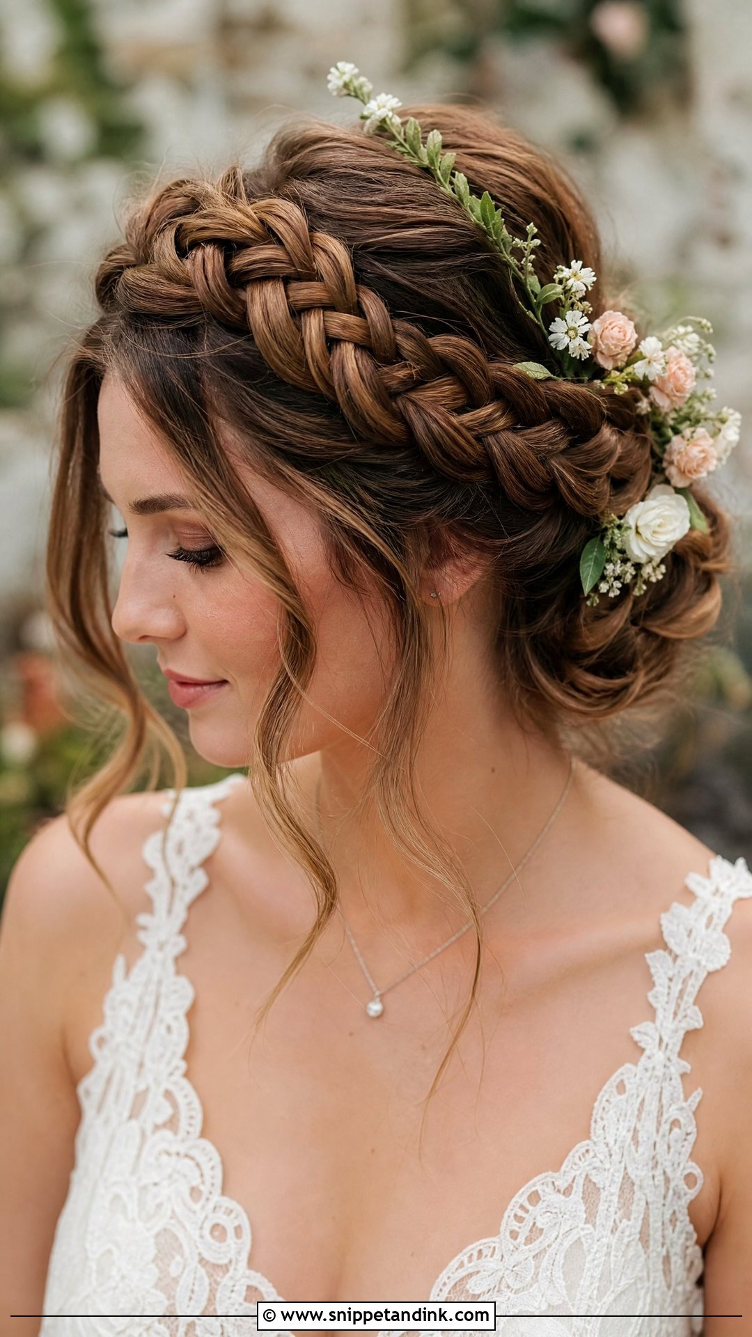 Braided Crown Updo for Round Face - Snippet and Ink - 20 Wedding Hairstyles for Chubby Face