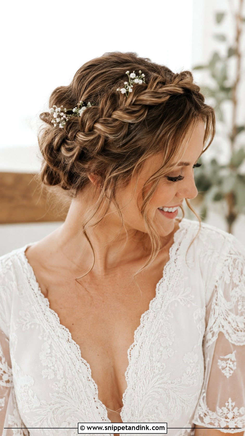 Braided Crown Updo for Short Hair - Snippet and Ink - 20 Short Updo Wedding Hairstyles