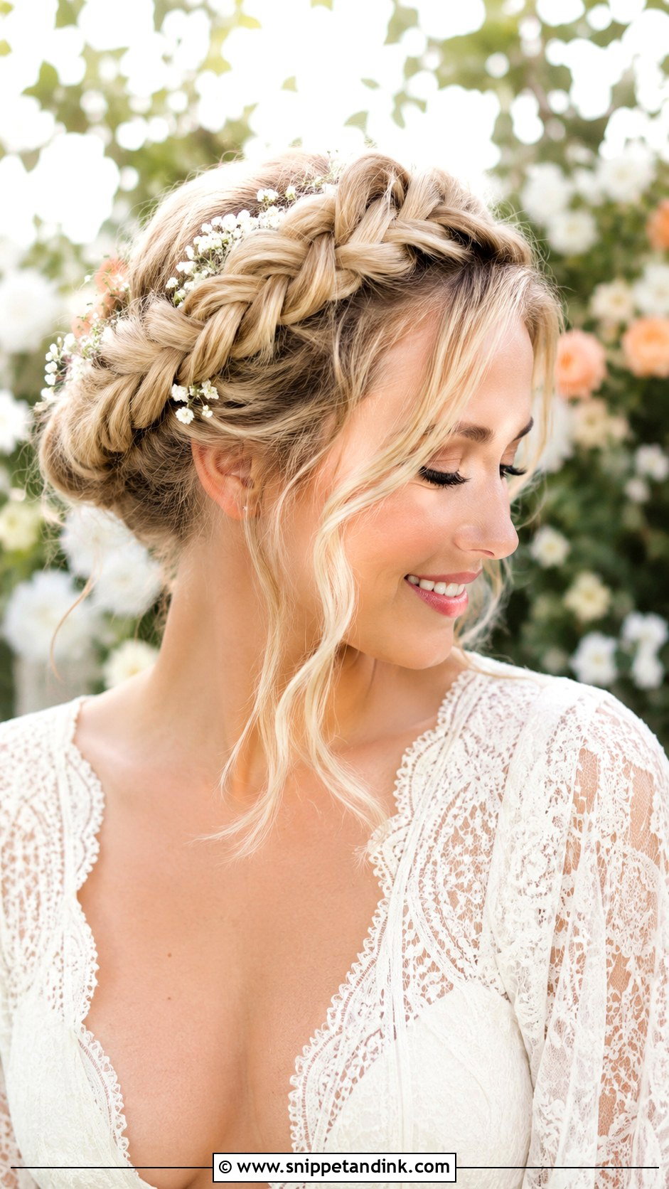 Braided Crown Updo for Wedding - Snippet and Ink - 25 Glam Bridal Hair Updo Ideas