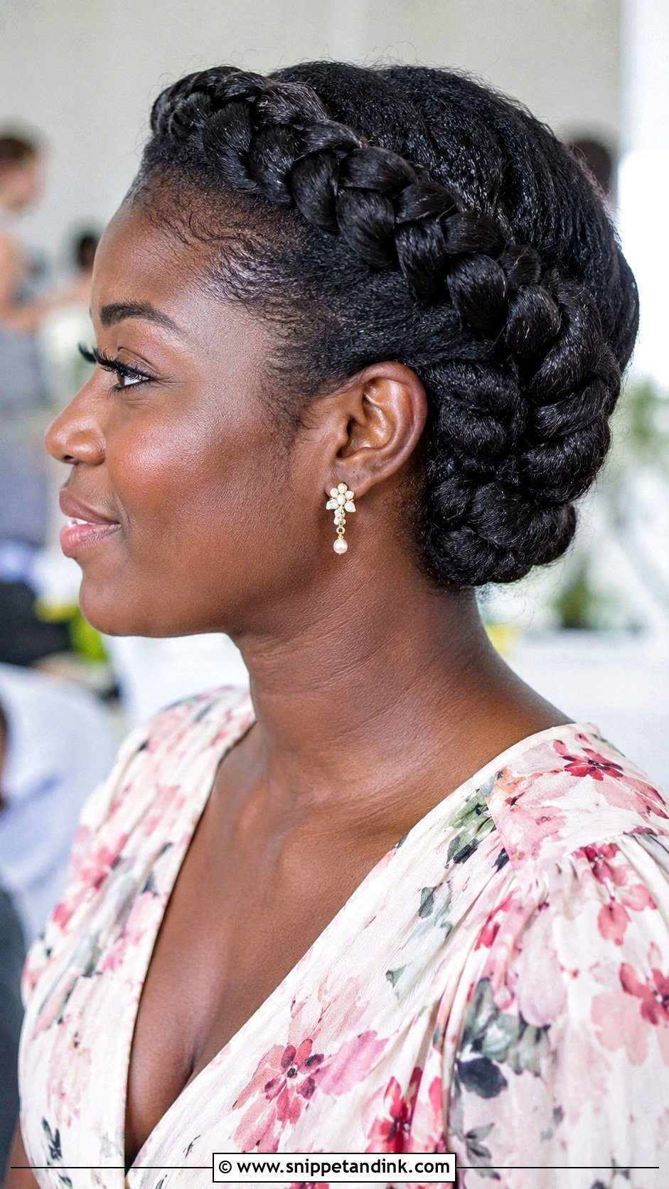 Braided Crown Wedding Guest Hairstyle - Snippet and Ink - 15 Wedding Guest Hairstyles for Black Women