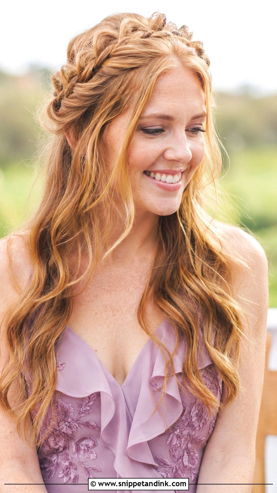 Braided Crown Wedding Guest Hairstyle - Snippet and Ink - 20 Easy Wedding Guest Hairstyles for Long Hair