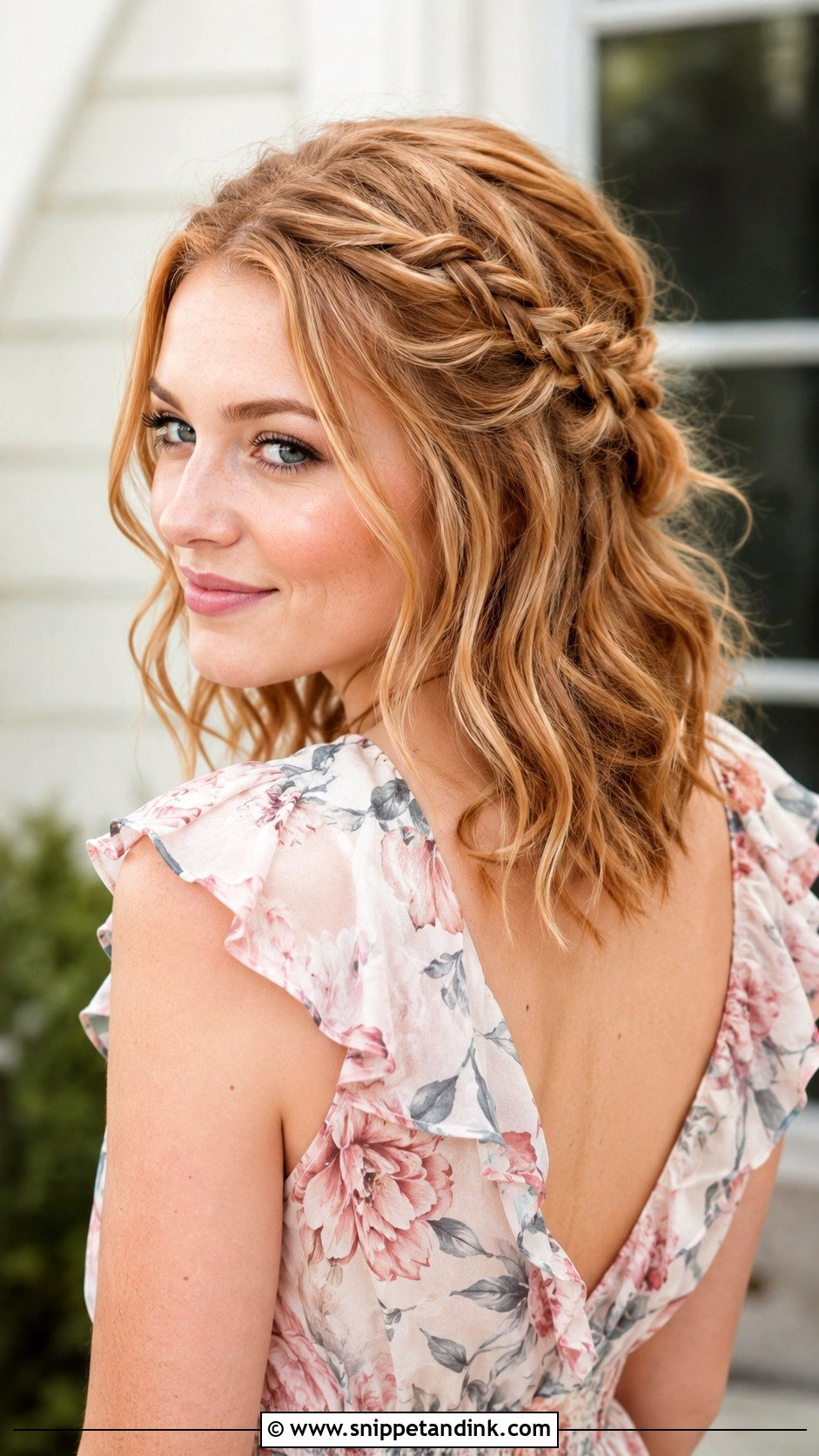 Braided Crown Wedding Guest Hairstyle - Snippet and Ink - 15 Midlength Hairstyles for Wedding Guest