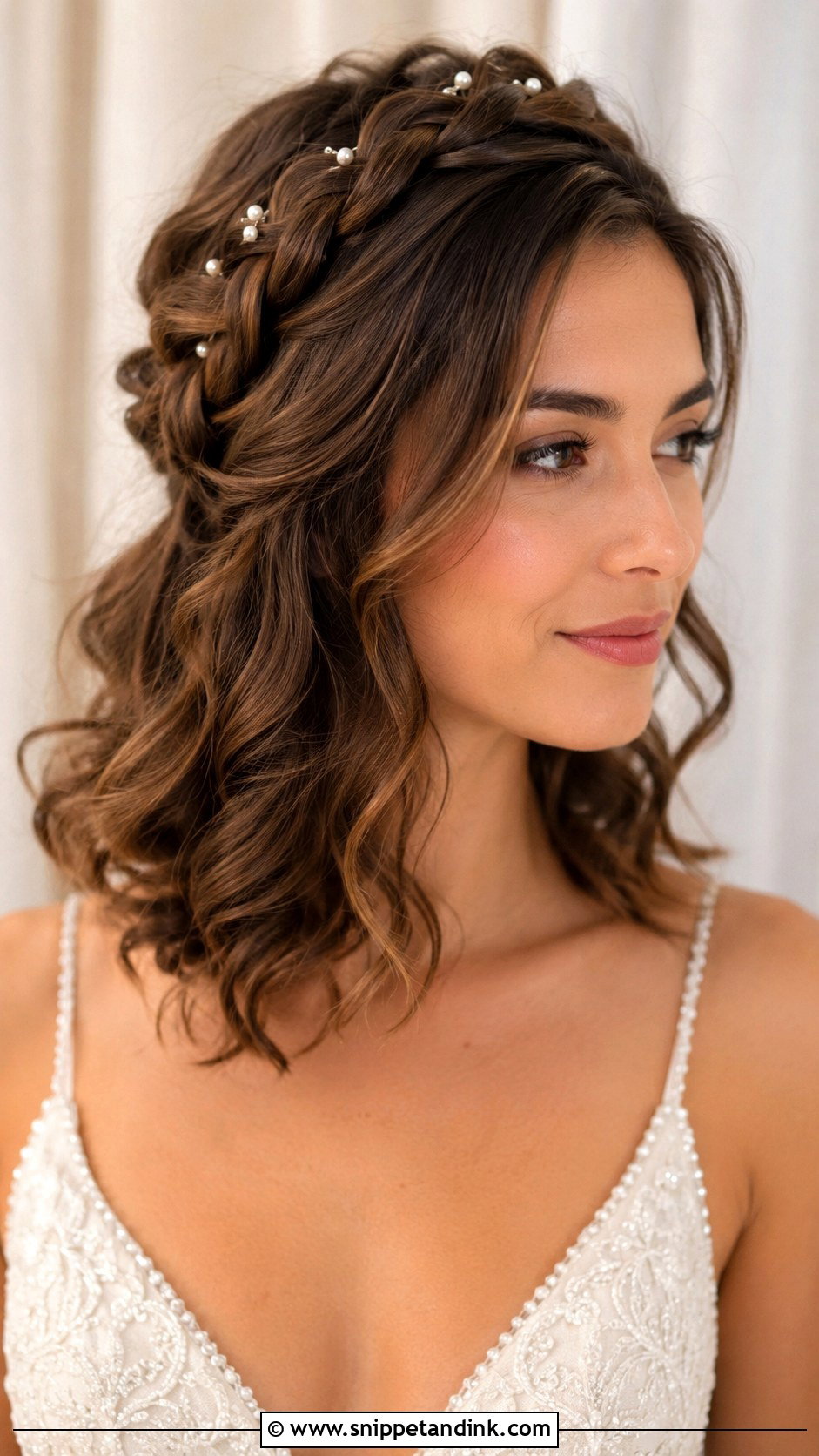 Braided Crown Wedding Hair - Snippet and Ink - 20 Hairstyles for Medium Hair for Wedding
