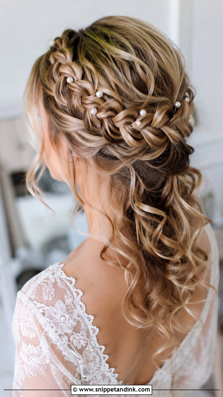 Braided Crown Wedding Hair - Snippet and Ink - 15 Wedding Hairstyles for Long Thick Hair