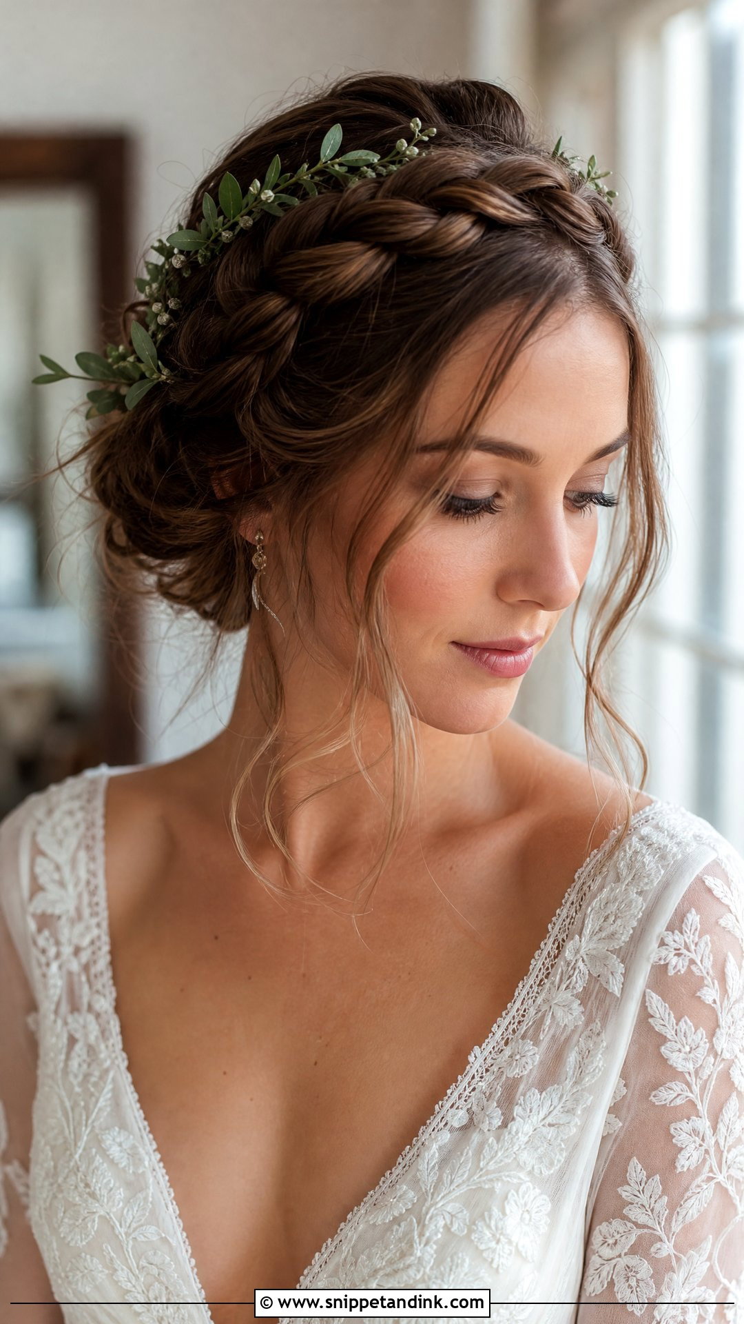 Braided Crown Wedding Hair for Medium Hair - Snippet and Ink - 20 Medium Hair Wedding Styles