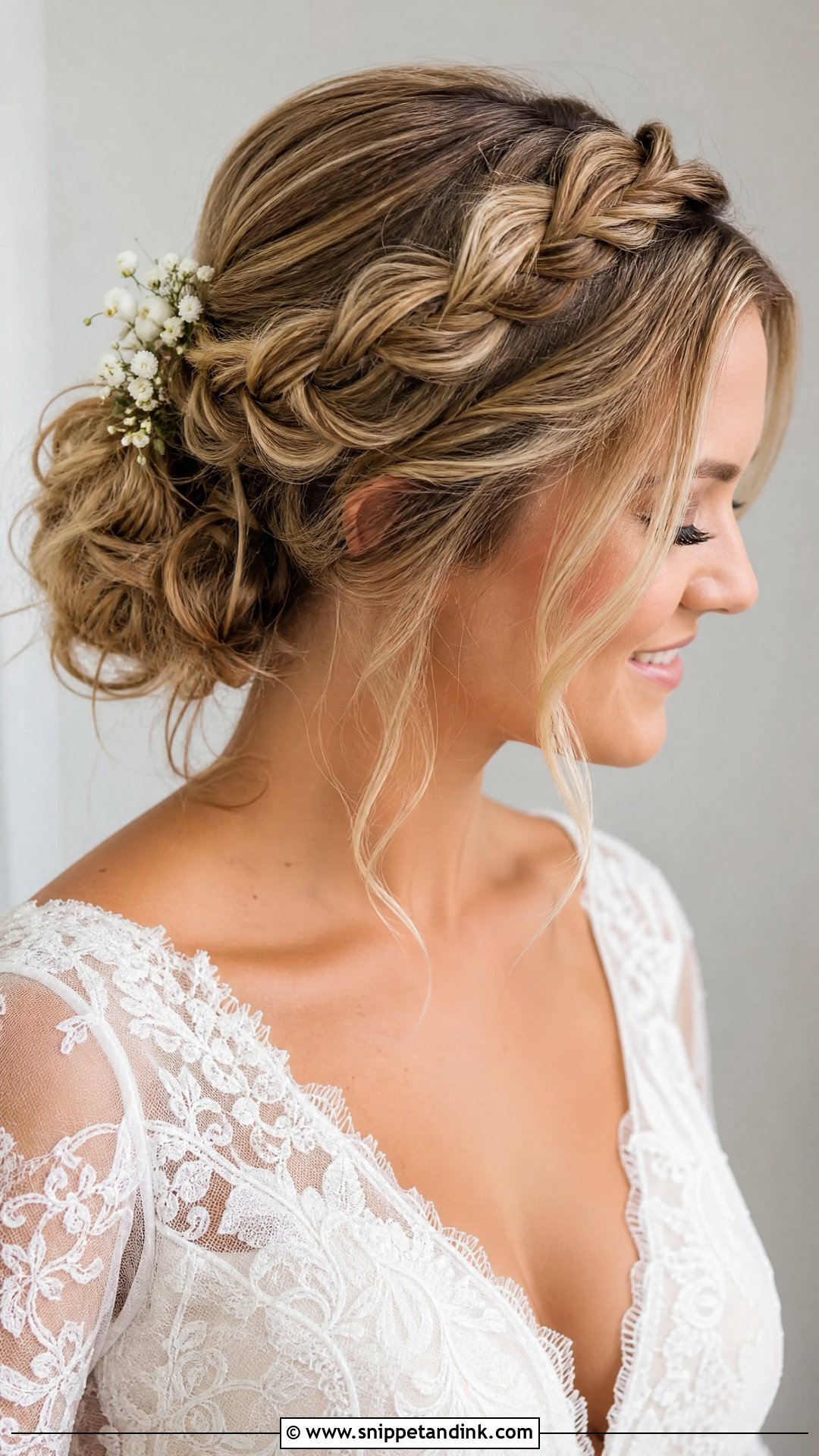 Braided Crown Wedding Hair - Snippet and Ink - 15 Big Forehead Wedding Hairstyles
