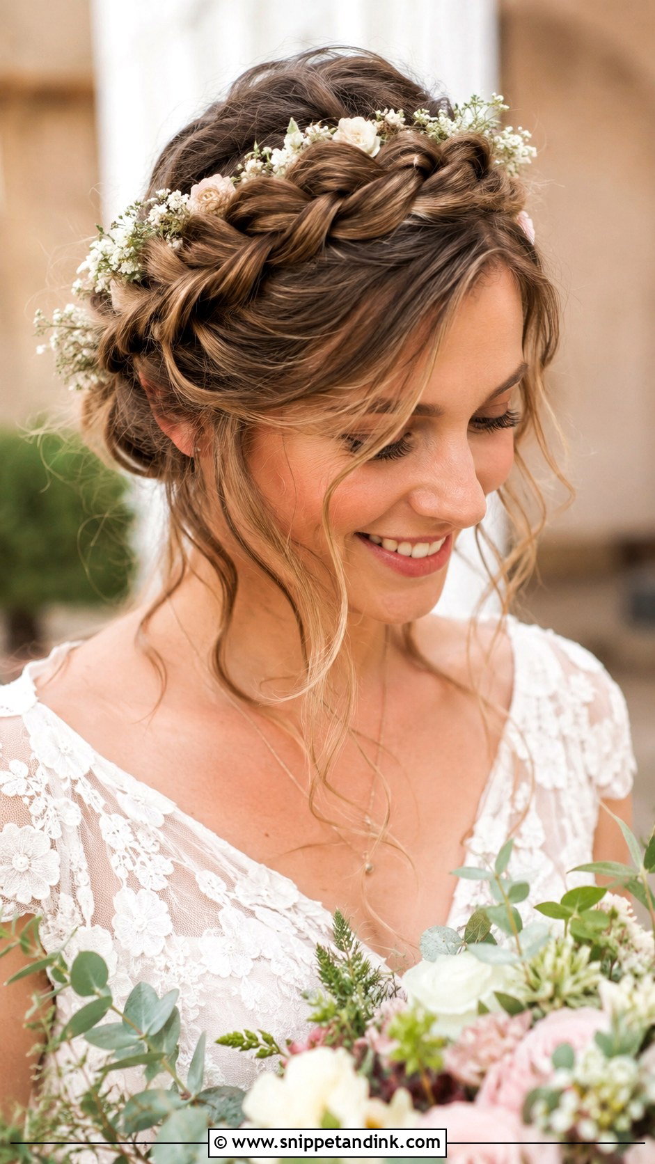Braided Crown Wedding Hairstyle - Snippet and Ink - 20 Casual Wedding Hairstyles