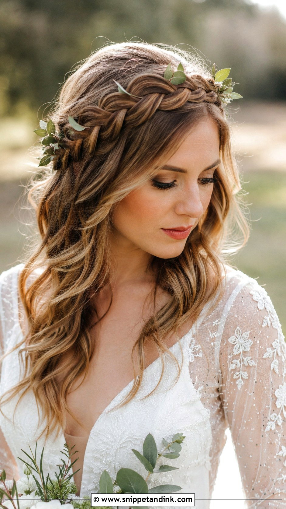 Braided Crown Wedding Hairstyle - Snippet and Ink - 20 Hairstyle for Medium Hair Wedding Ideas