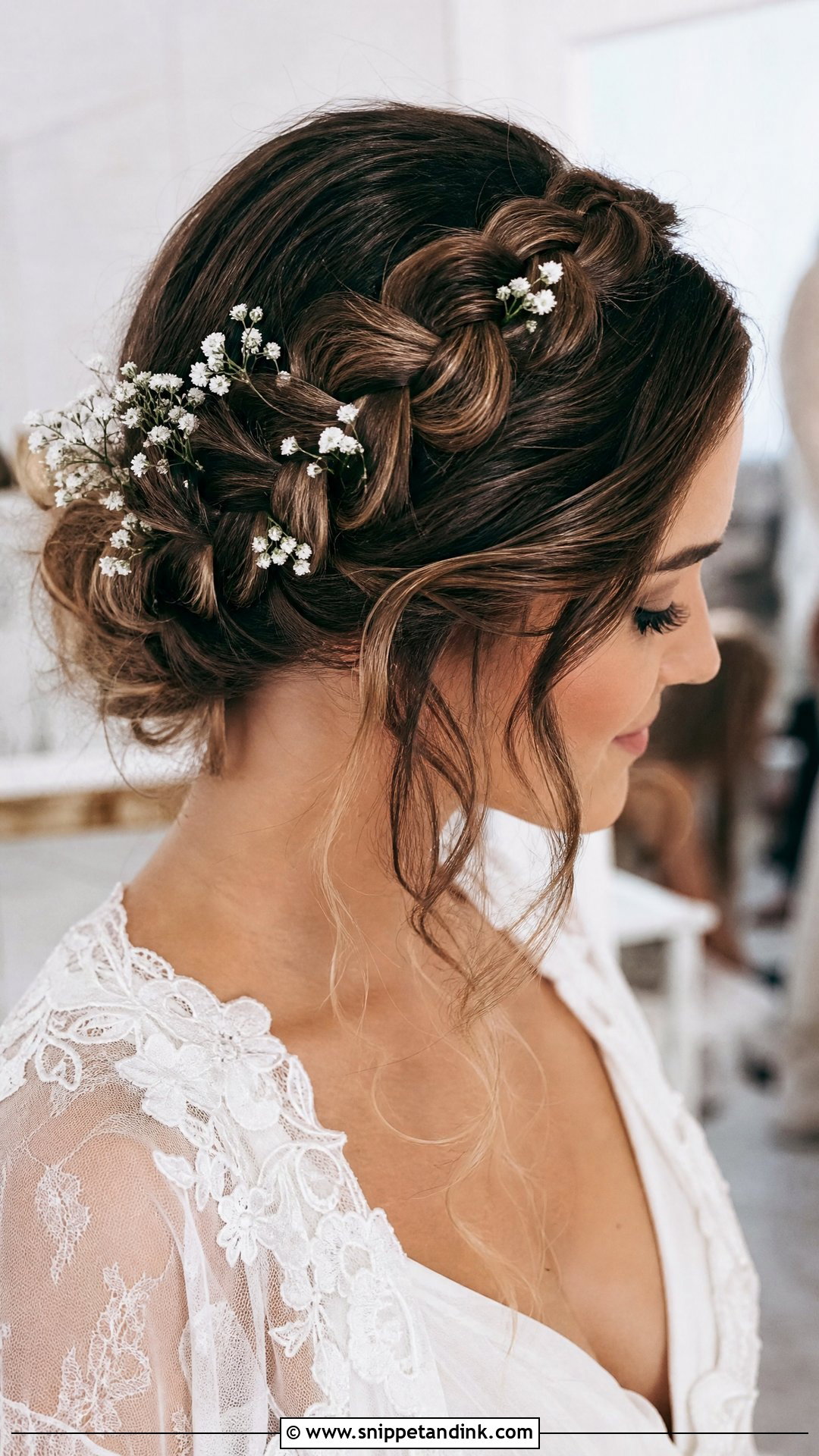 Braided Crown Wedding Hairstyle - Snippet and Ink - 20 Medium Length Bride Hairstyles