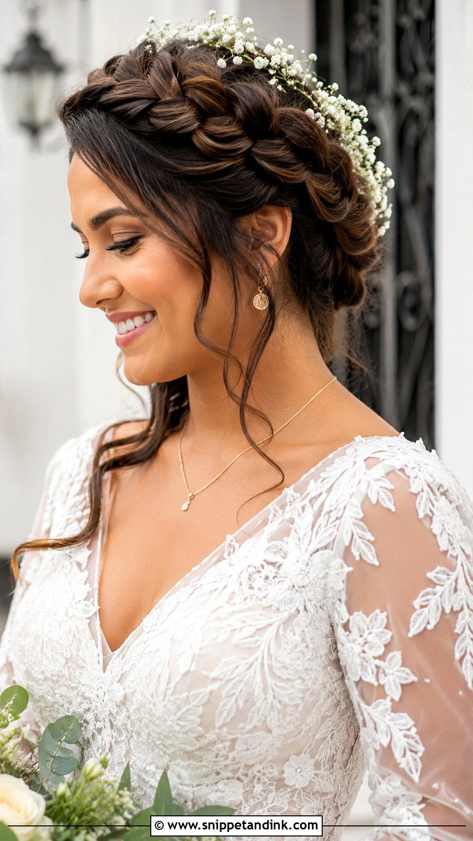 Braided Crown Wedding Hairstyle - Snippet and Ink - 20 Wedding Hair Front View Ideas