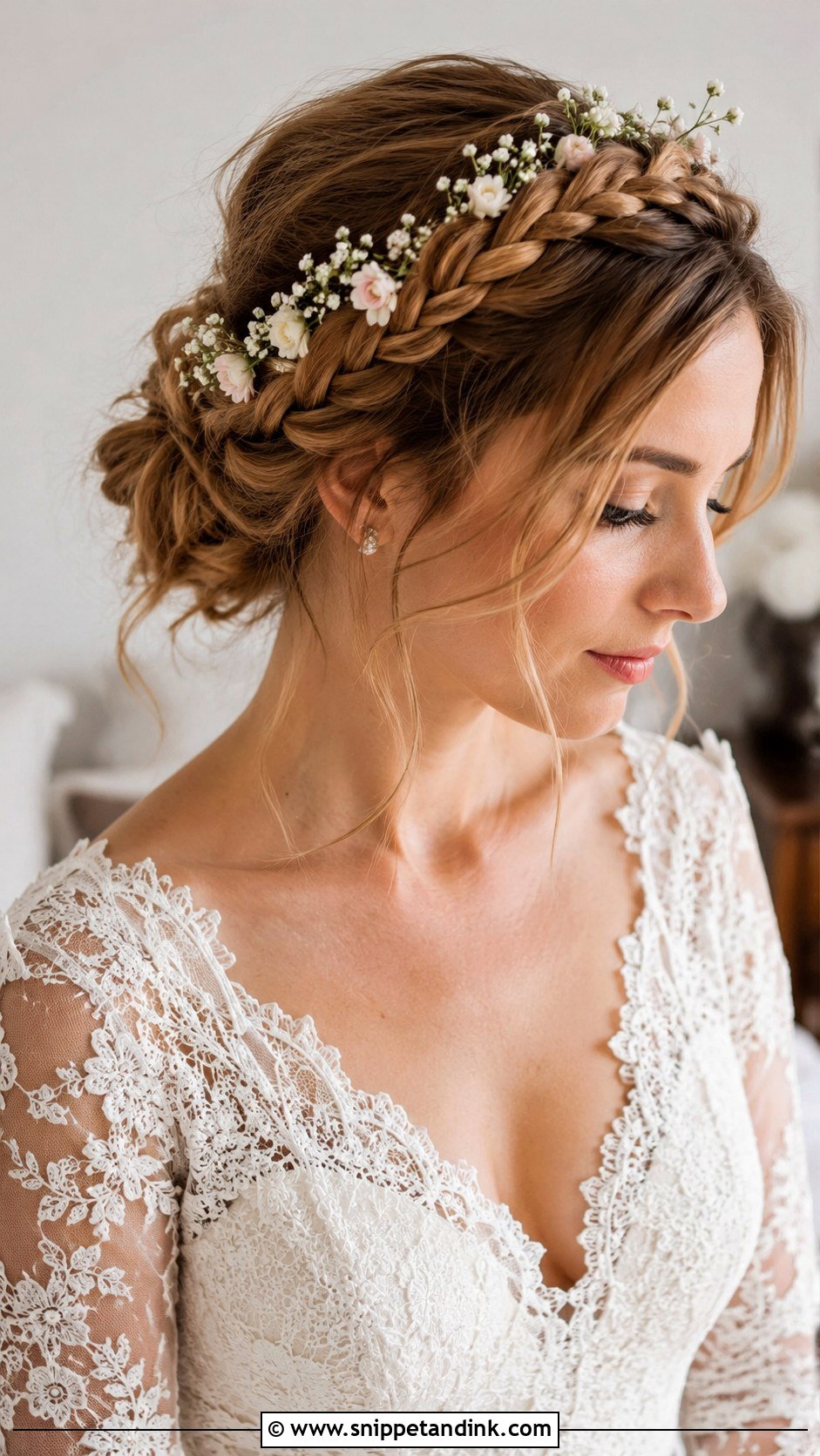 Braided Crown Wedding Hairstyle - Snippet and Ink - 20 Wedding Hairdos for Medium Length