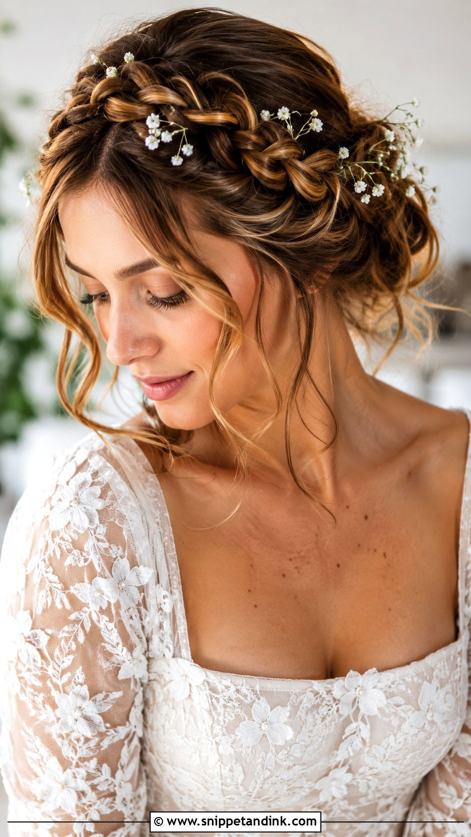 Braided Crown Wedding Hairstyle For Square Neckline - Snippet and Ink - 15 Wedding Hairstyles for Square Neckline