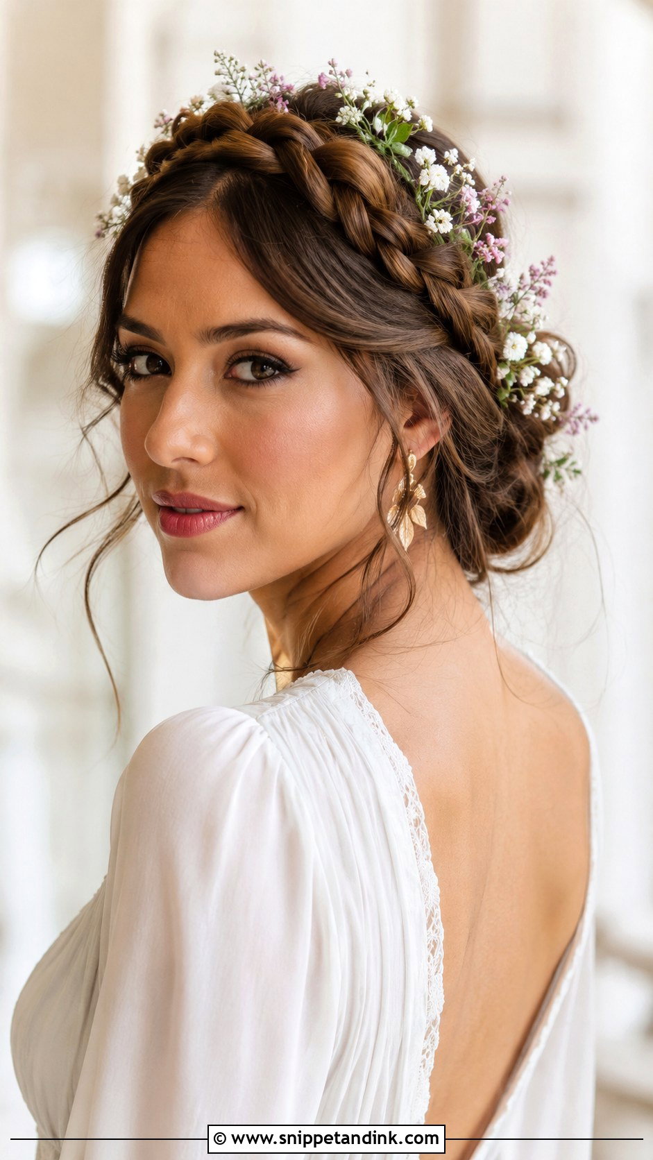 Braided Crown Wedding Updo - Snippet and Ink - 20 Modern Wedding Hair Ideas