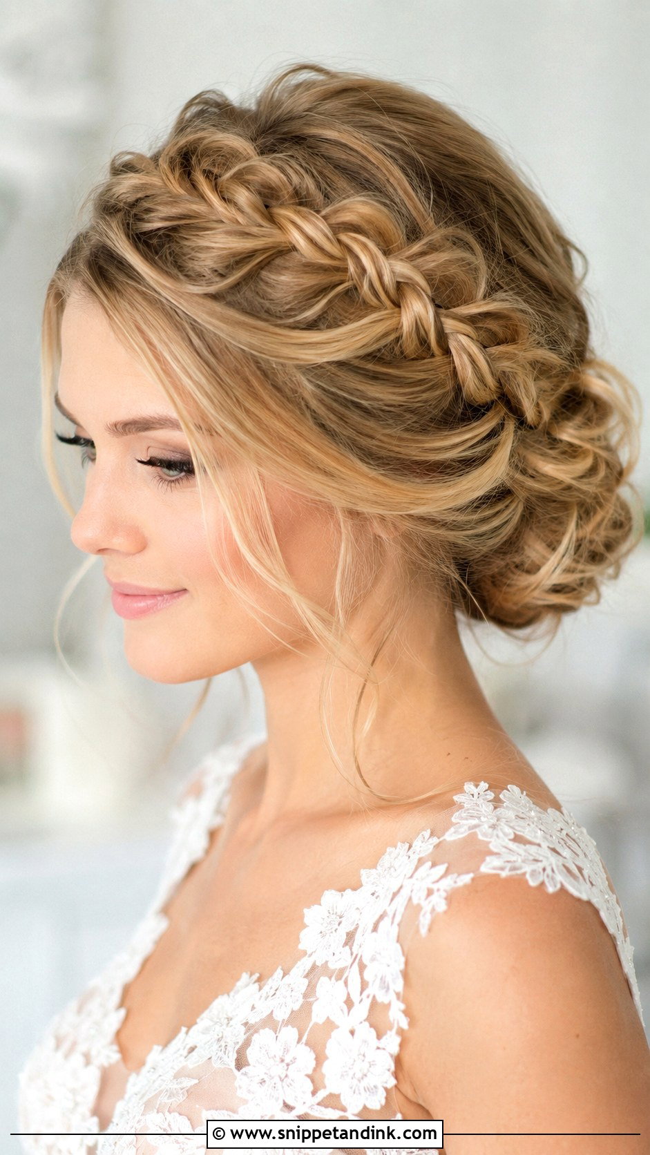 Braided Crown Wedding Updo For Medium Hair - Snippet and Ink - 15 Medium Length Hair Updos Wedding