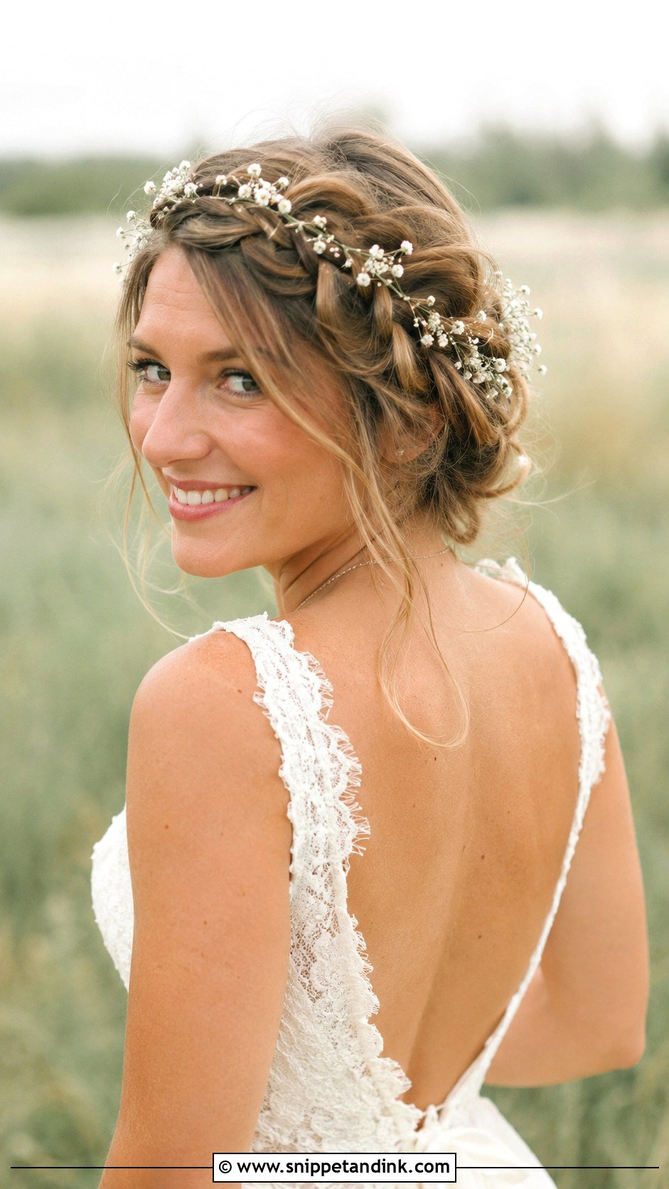 Braided Crown With Babys Breath - Snippet and Ink - 20 Bride Hair Flowers