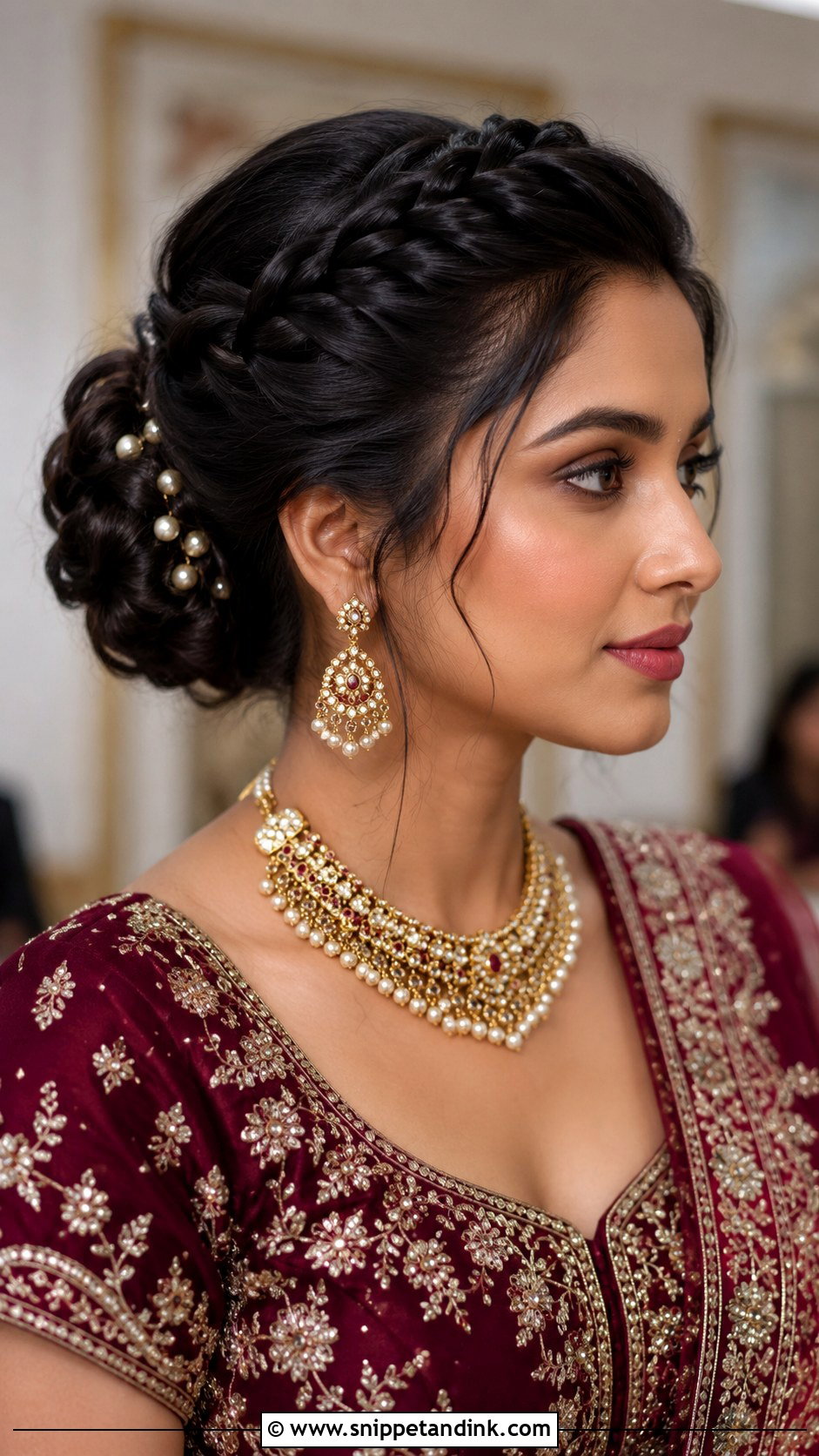 Braided Crown With Bun - Snippet and Ink - 30 Indian Wedding Hairstyles