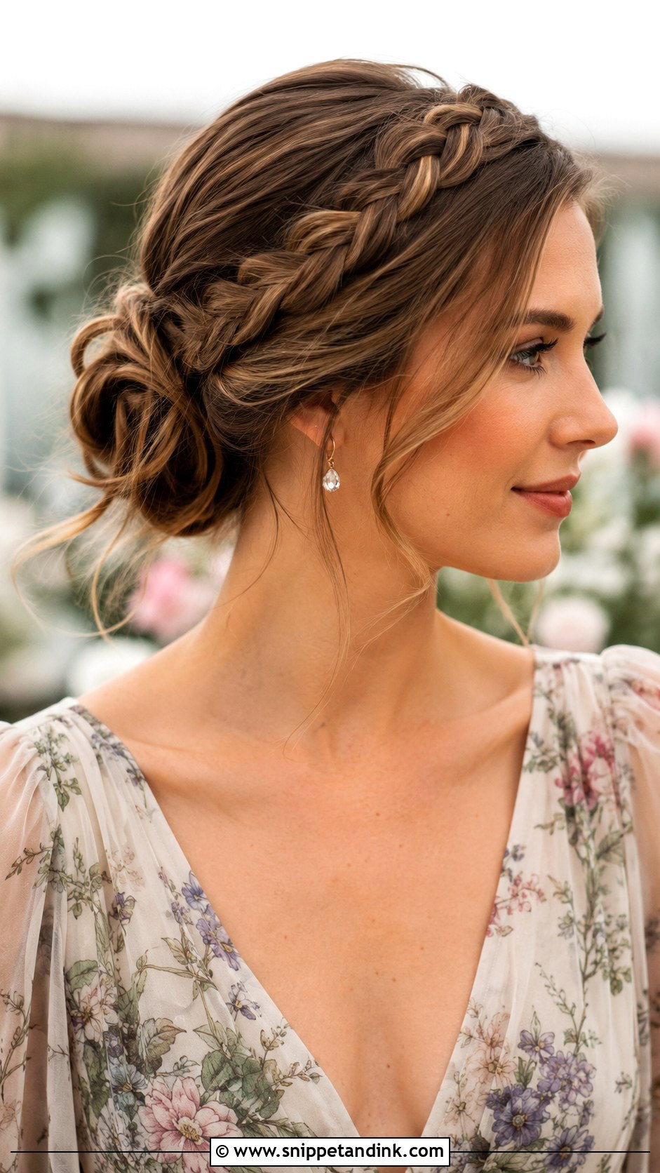 Braided Crown With Bun - Snippet and Ink - 30 Wedding Guest Updo Hairstyles