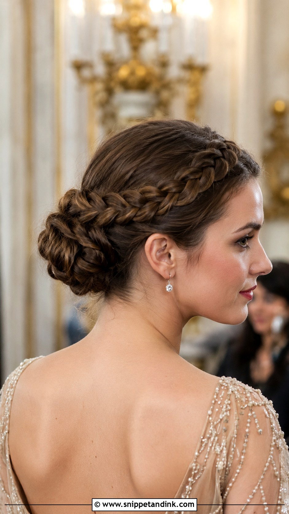Braided Crown With Bun - Snippet and Ink - 20 Wedding Guest Braid Hairstyles