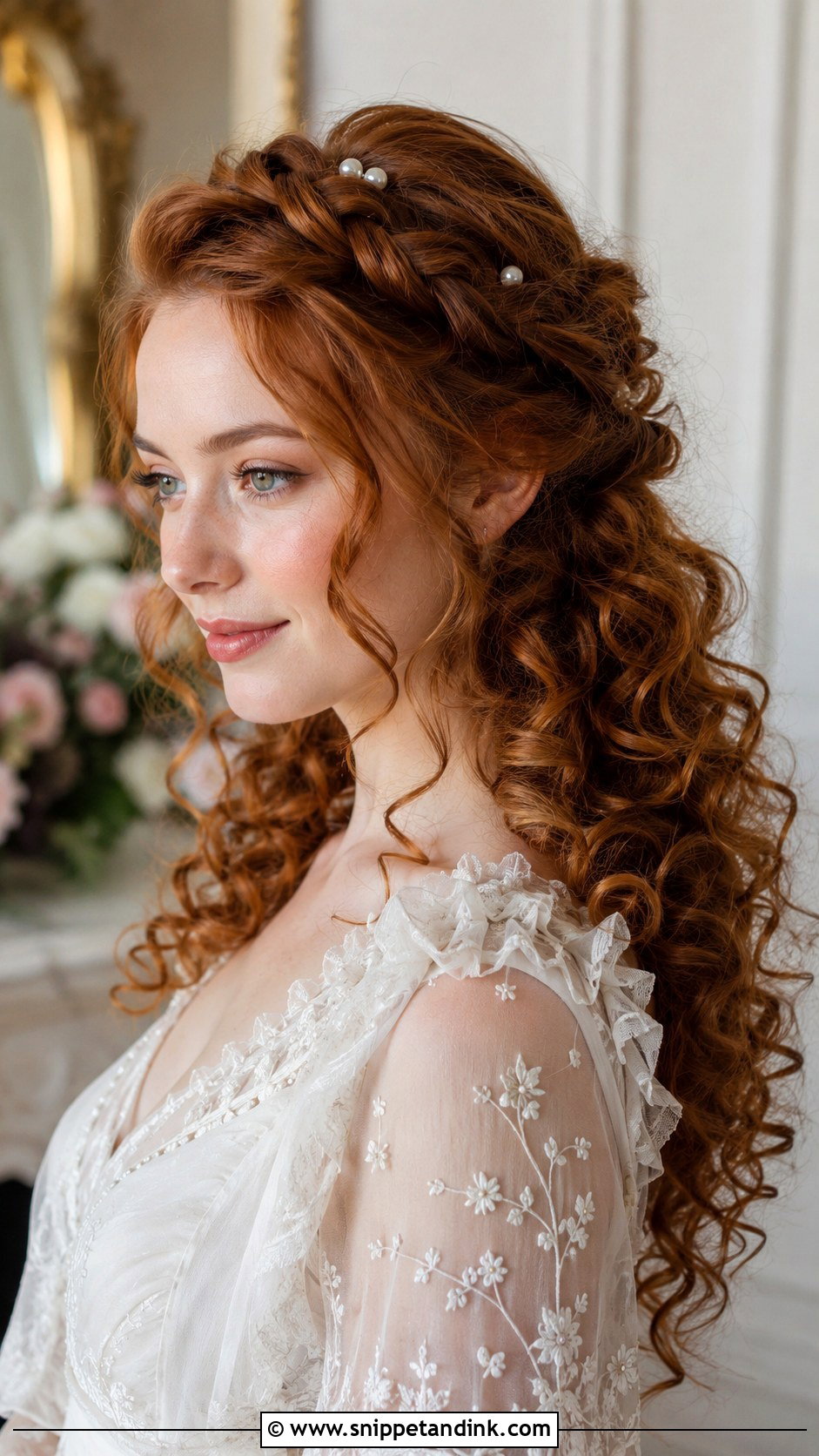 Braided Crown With Curls - Snippet and Ink - 25 Bridal Braided Hairstyles