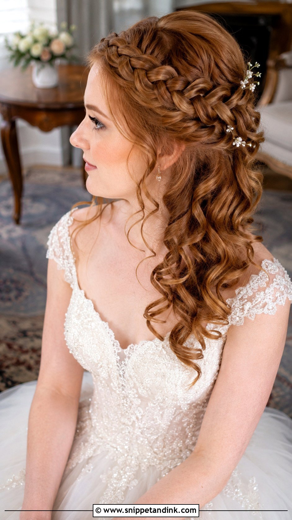 Braided Crown With Curls - Snippet and Ink - 25 Bridal Hairstyles with Braids
