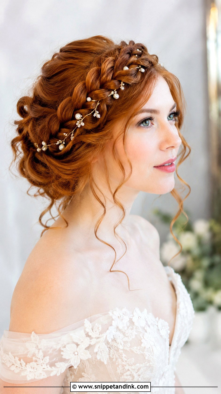 Braided Crown With Curls - Snippet and Ink - 30 Bridal Braids
