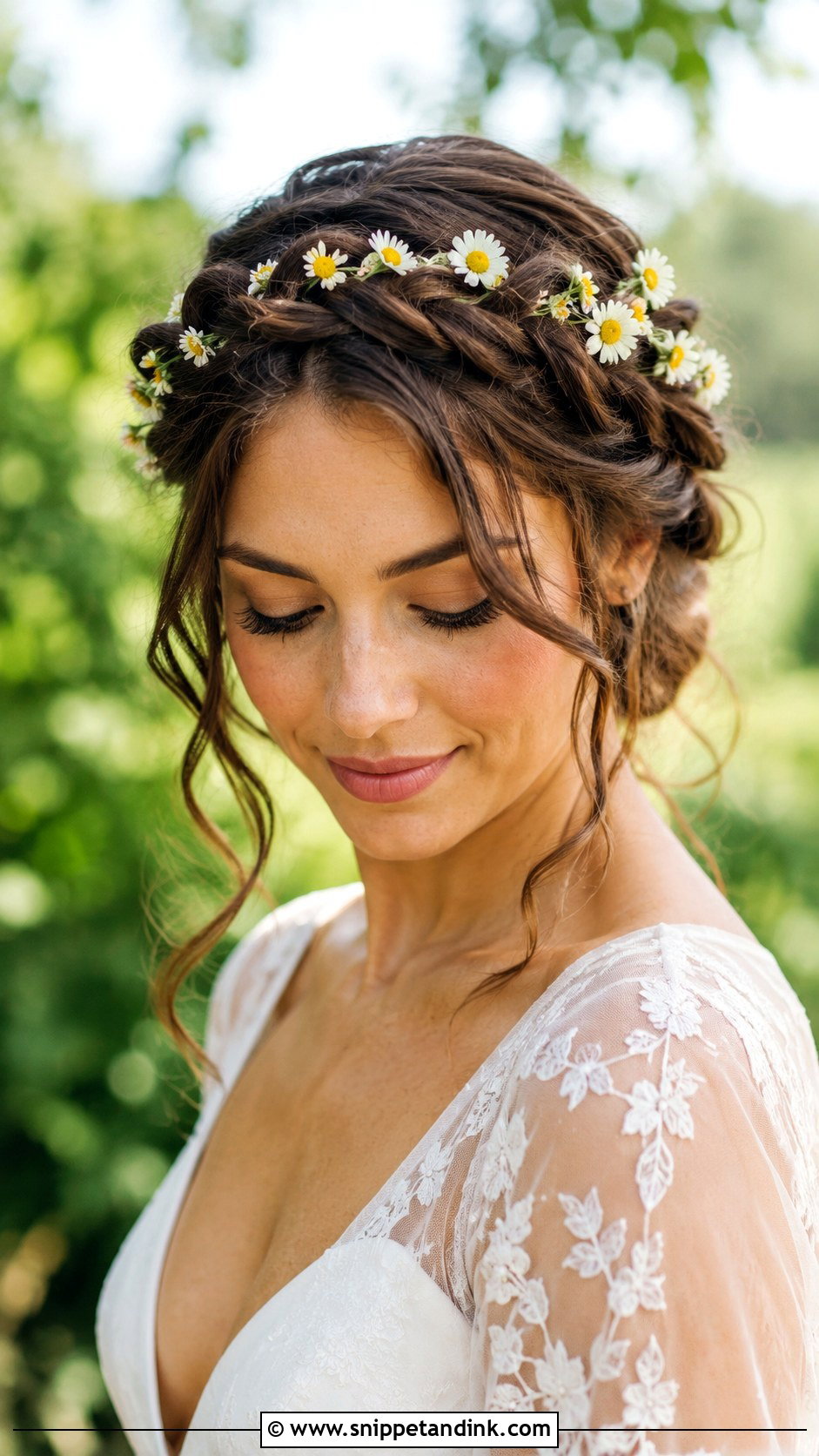 Braided Crown With Daisies - Snippet and Ink - 20 Flower Wedding Hairstyles