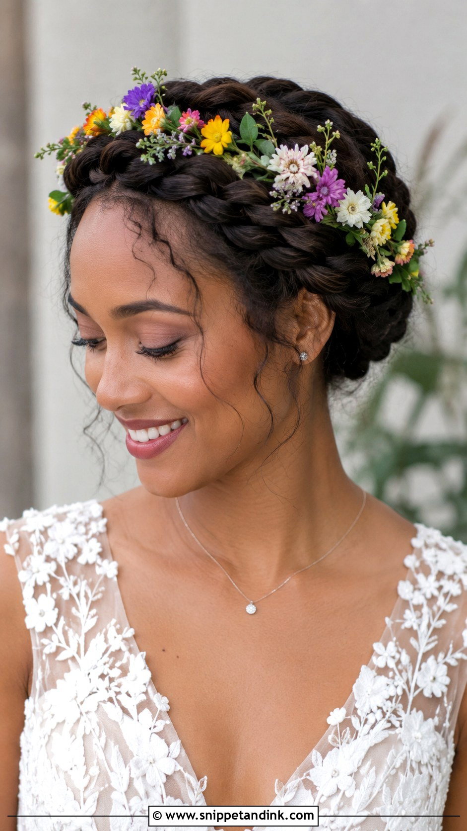 Braided Crown With Flowers - Snippet and Ink - 20 Braids Wedding Hairstyles Black Women