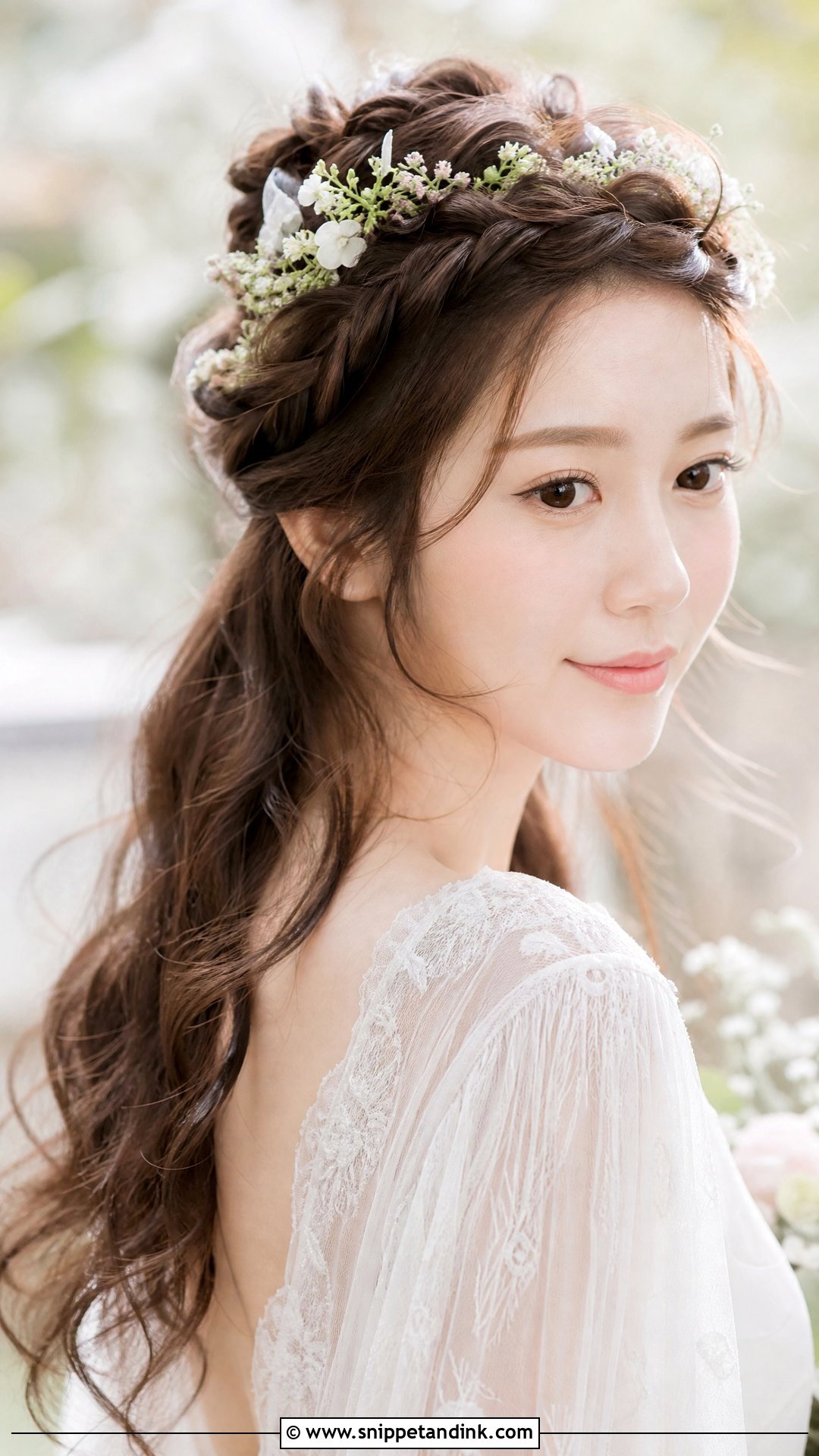 Braided Crown With Flowers - Snippet and Ink - 20 Chinese Wedding Hairstyles