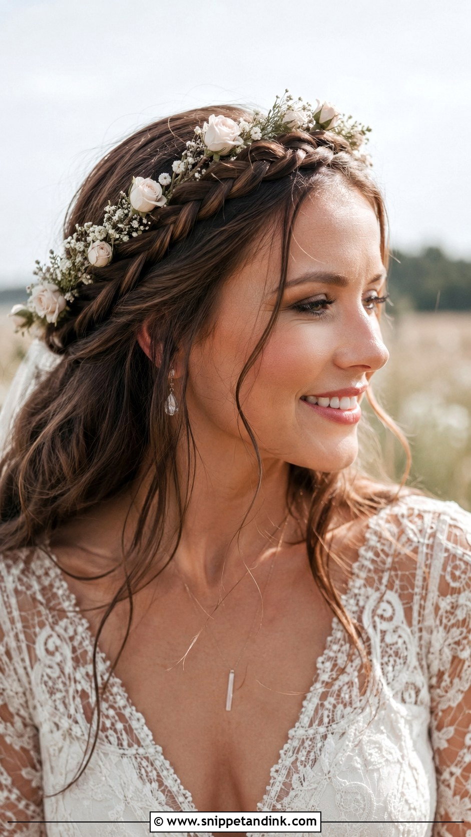 Braided Crown With Flowers - Snippet and Ink - 20 Flowers in Hair for Wedding