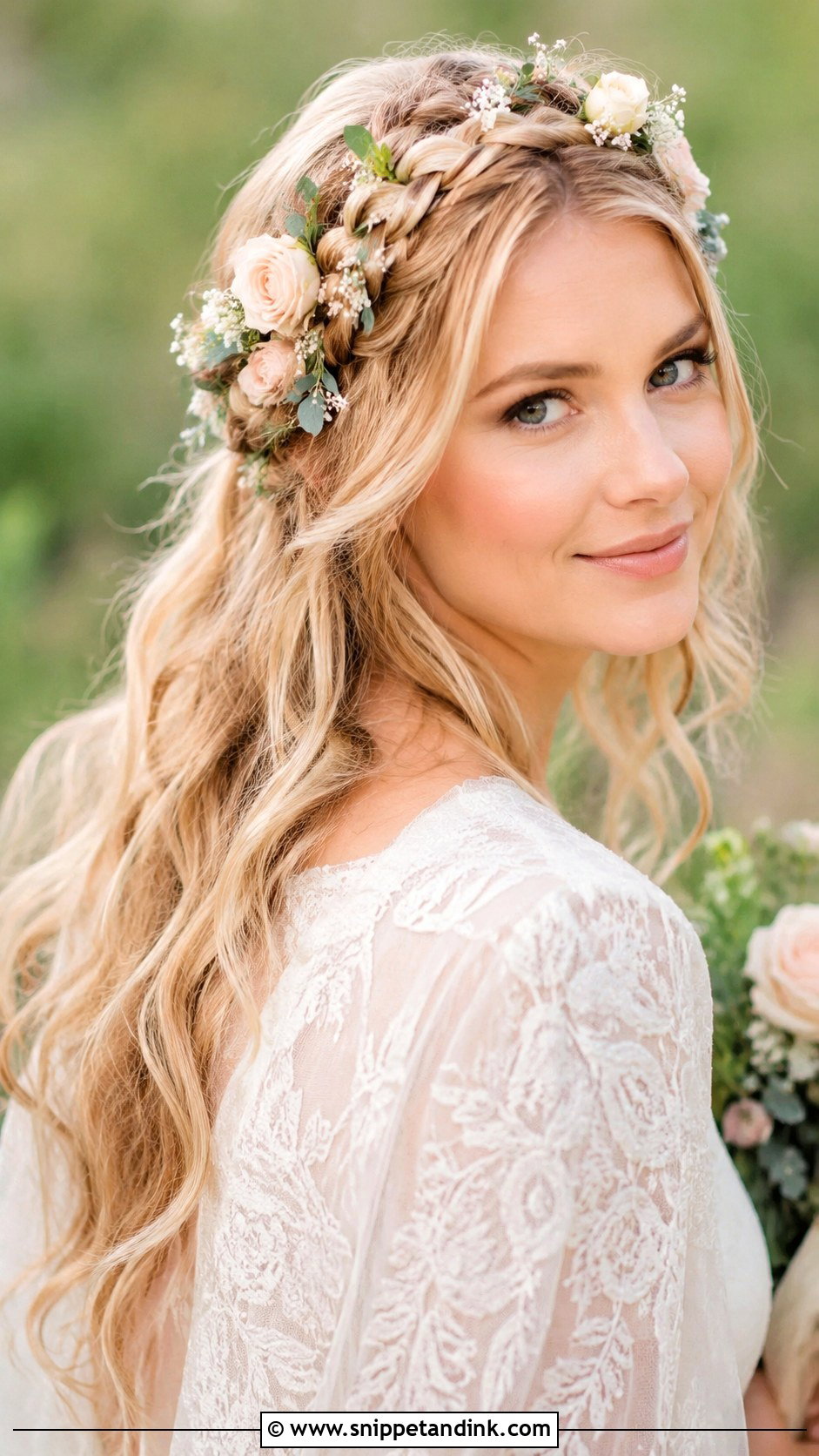 Braided Crown With Flowers Wedding Style - Snippet and Ink - 25 Braided Wedding Hairstyles