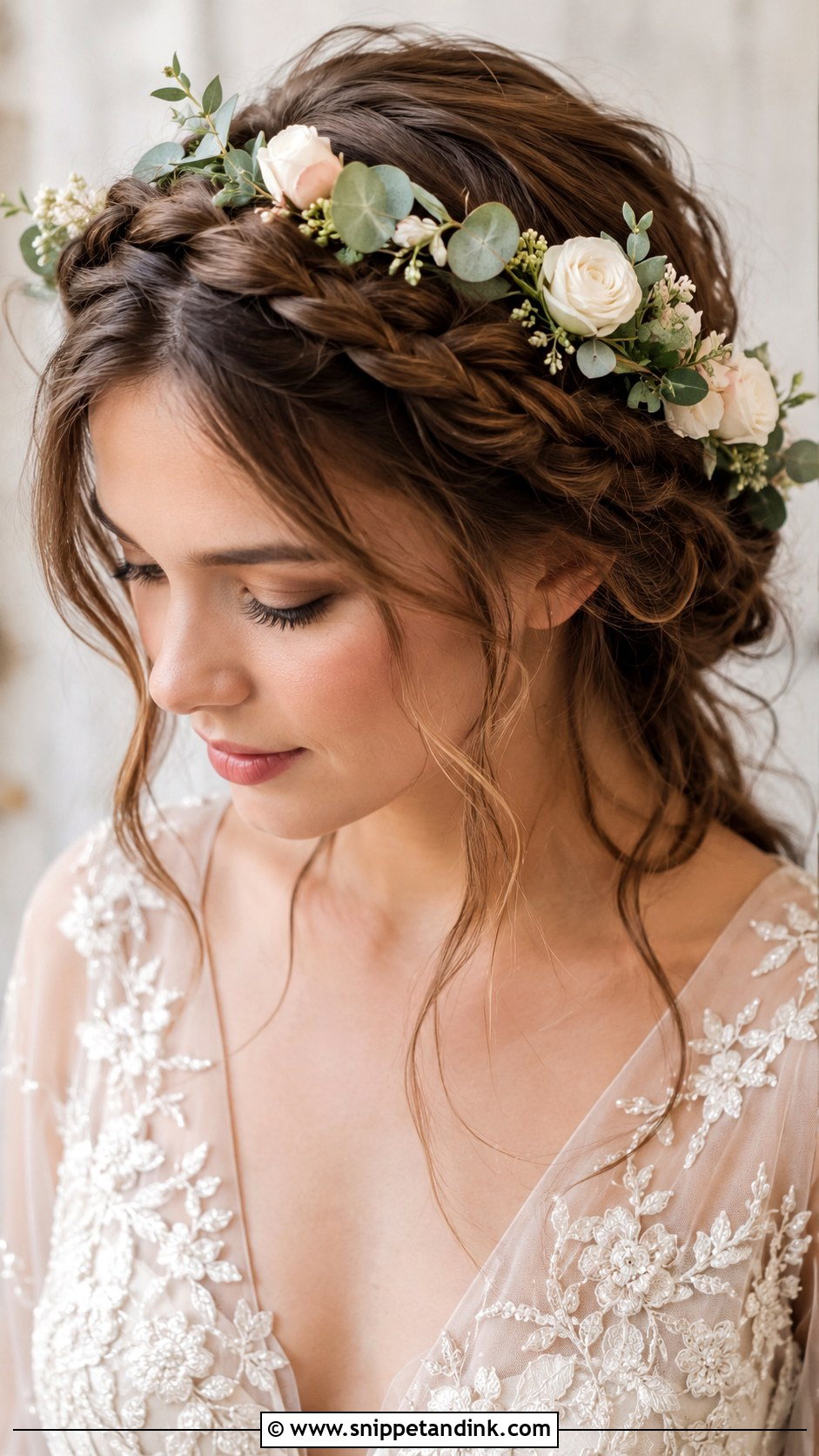 Braided Crown With Flowers - Snippet and Ink - 20 Braided Bridal Hair Ideas
