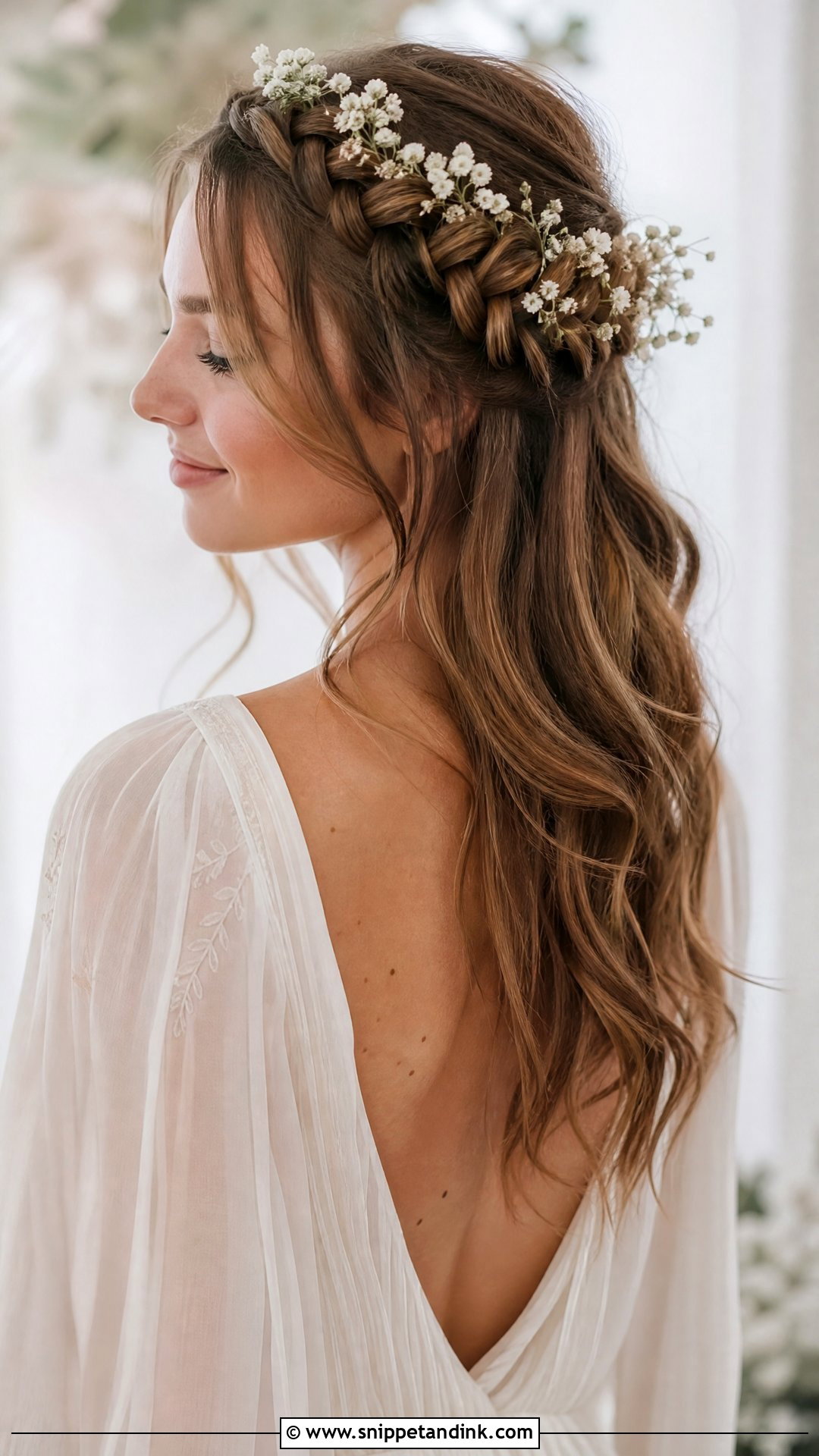 Braided Crown With Flowing Hair - Snippet and Ink - 20 Simple Long Hair Wedding Hairstyles