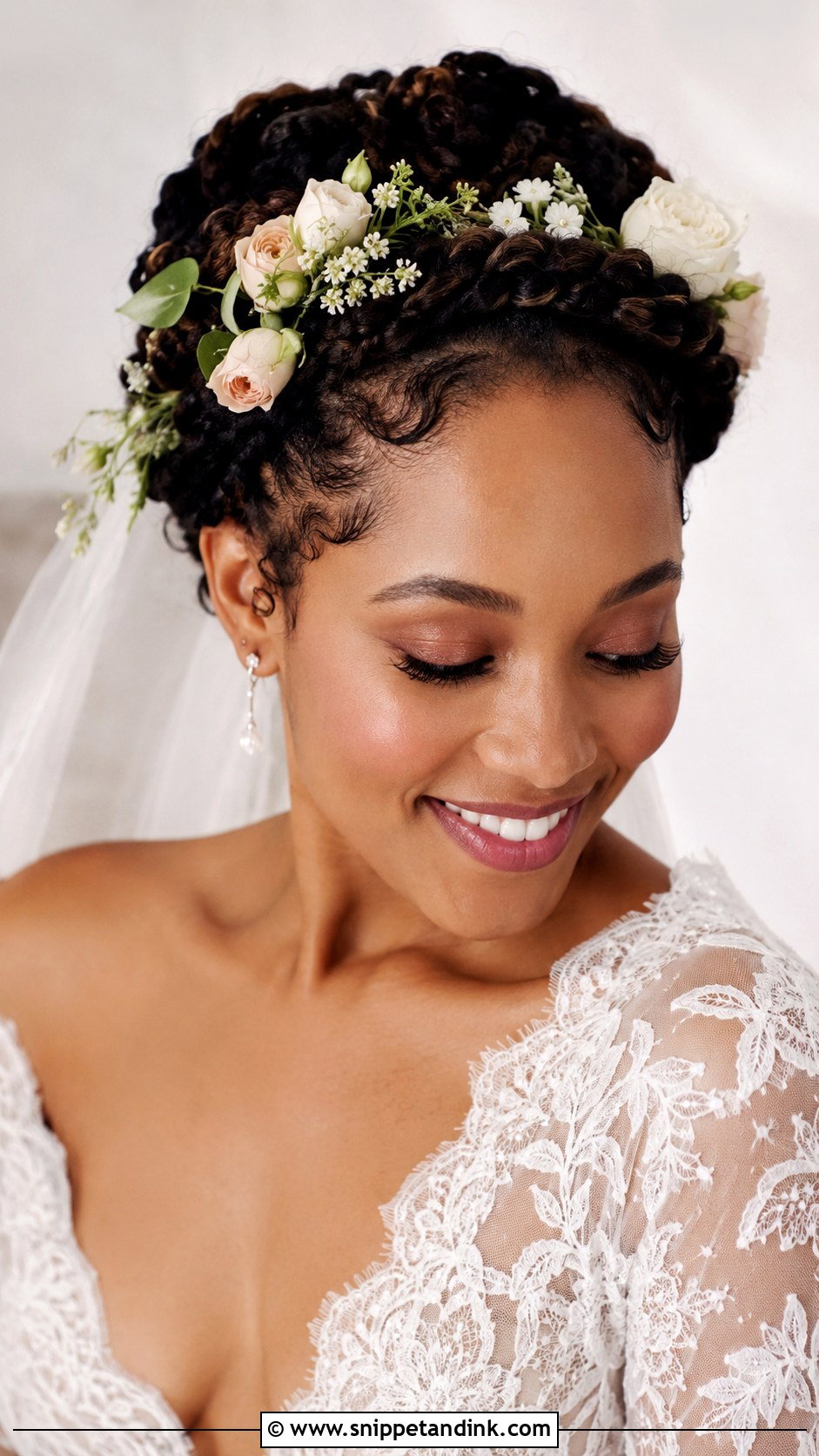 Braided Crown With Fresh Flowers - Snippet and Ink - 20 Braided Wedding Hairstyles Black Women
