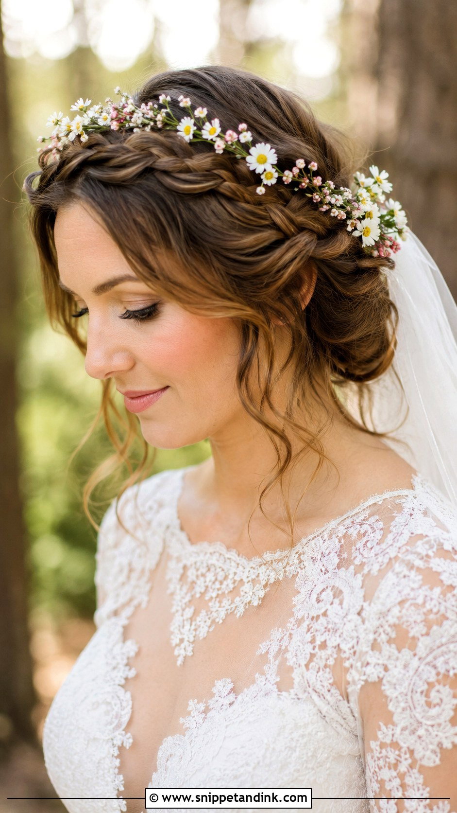 Braided Crown With Fresh Flowers - Snippet and Ink - 20 Bridal Hair with Flower Crown Ideas