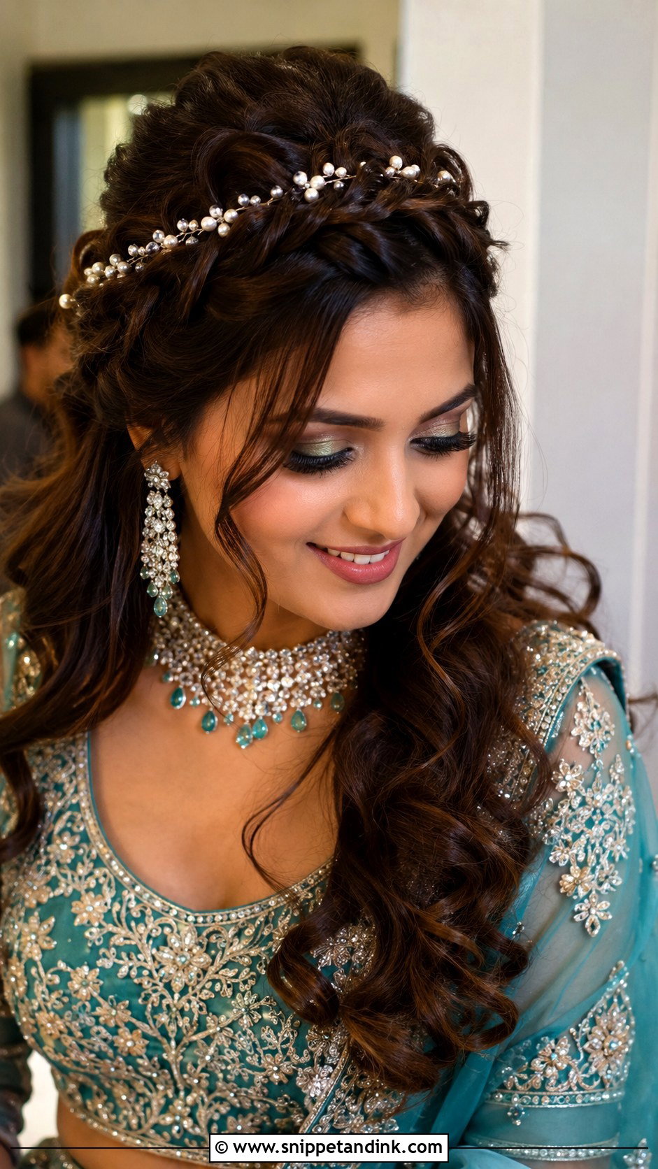 Braided Crown With Front Twist - Snippet and Ink - 25 Indian Front Hair Styles for Wedding
