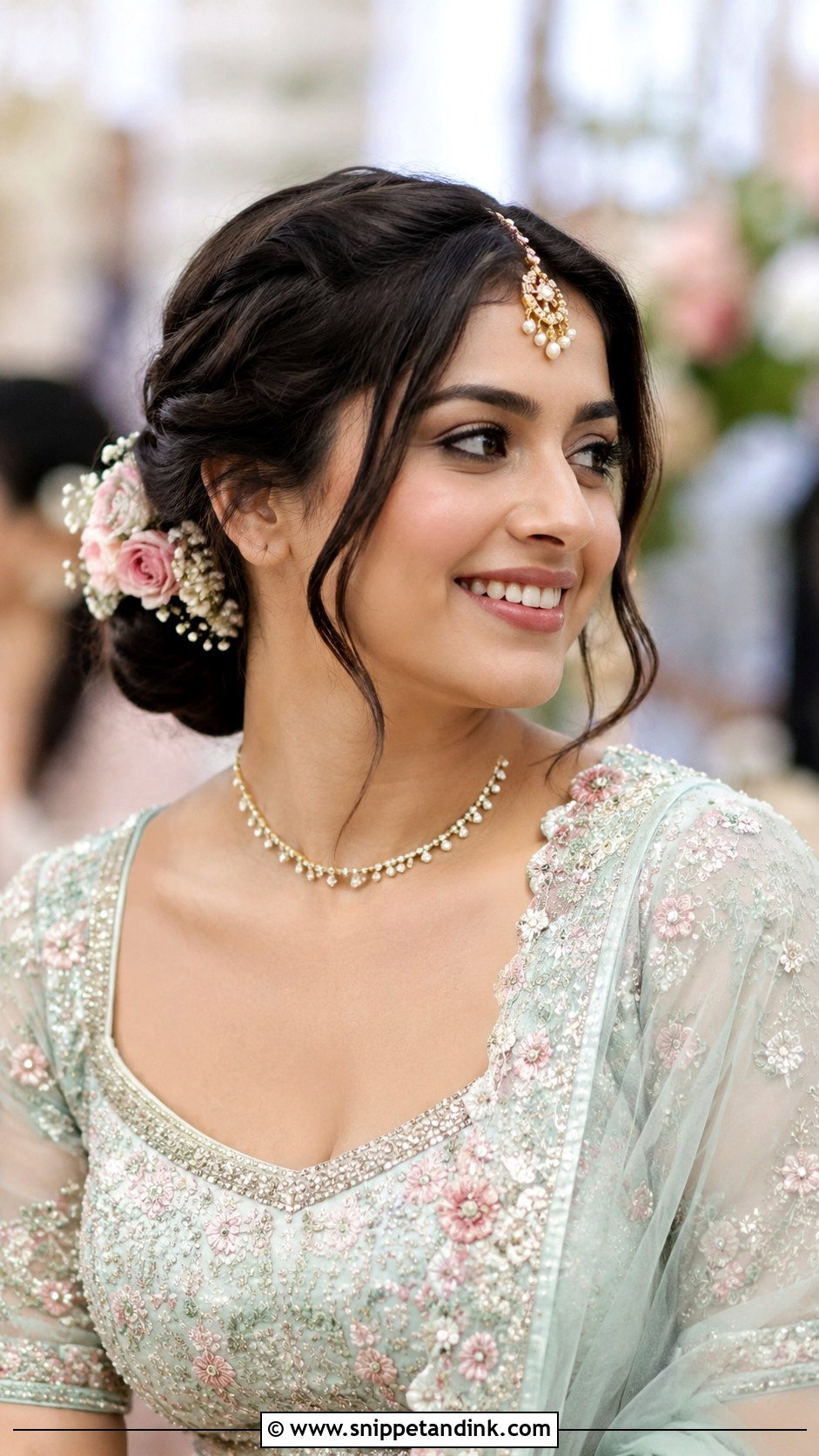 Braided Crown With Gajra - Snippet and Ink - 25 Hindu Bride Hairstyle Ideas