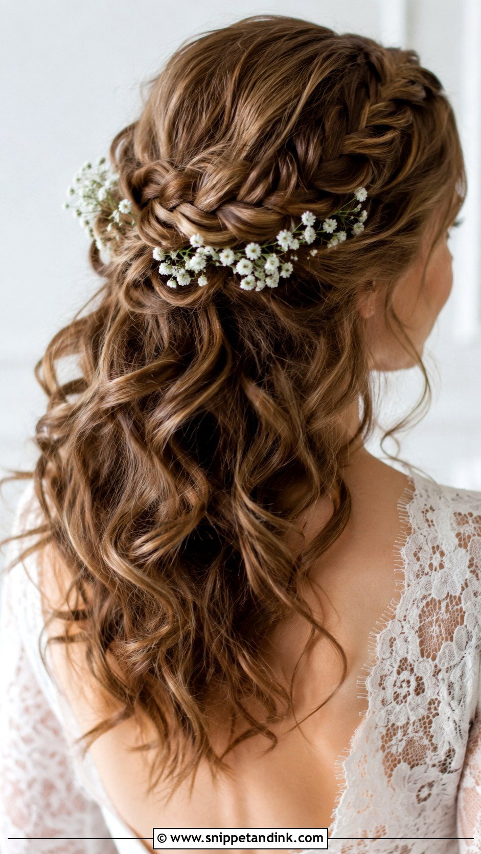 Braided Crown With Loose Curls - Snippet and Ink - 20 Wedding Party Hair Ideas