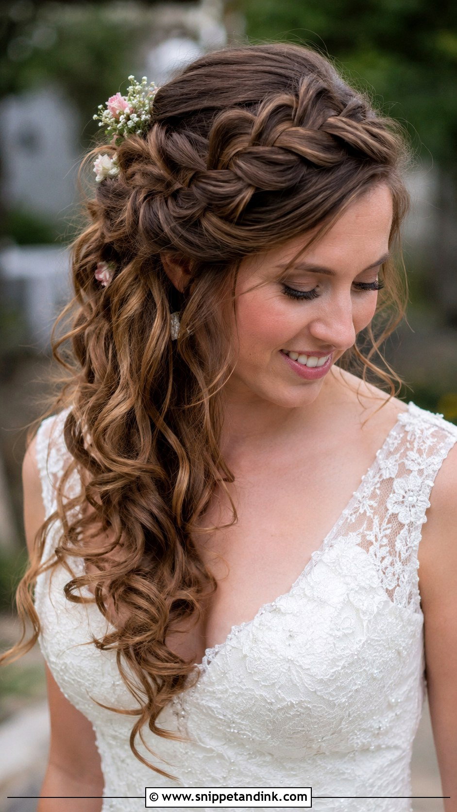 Braided Crown With Loose Curls - Snippet and Ink - 30 Hairstyles for Marriage
