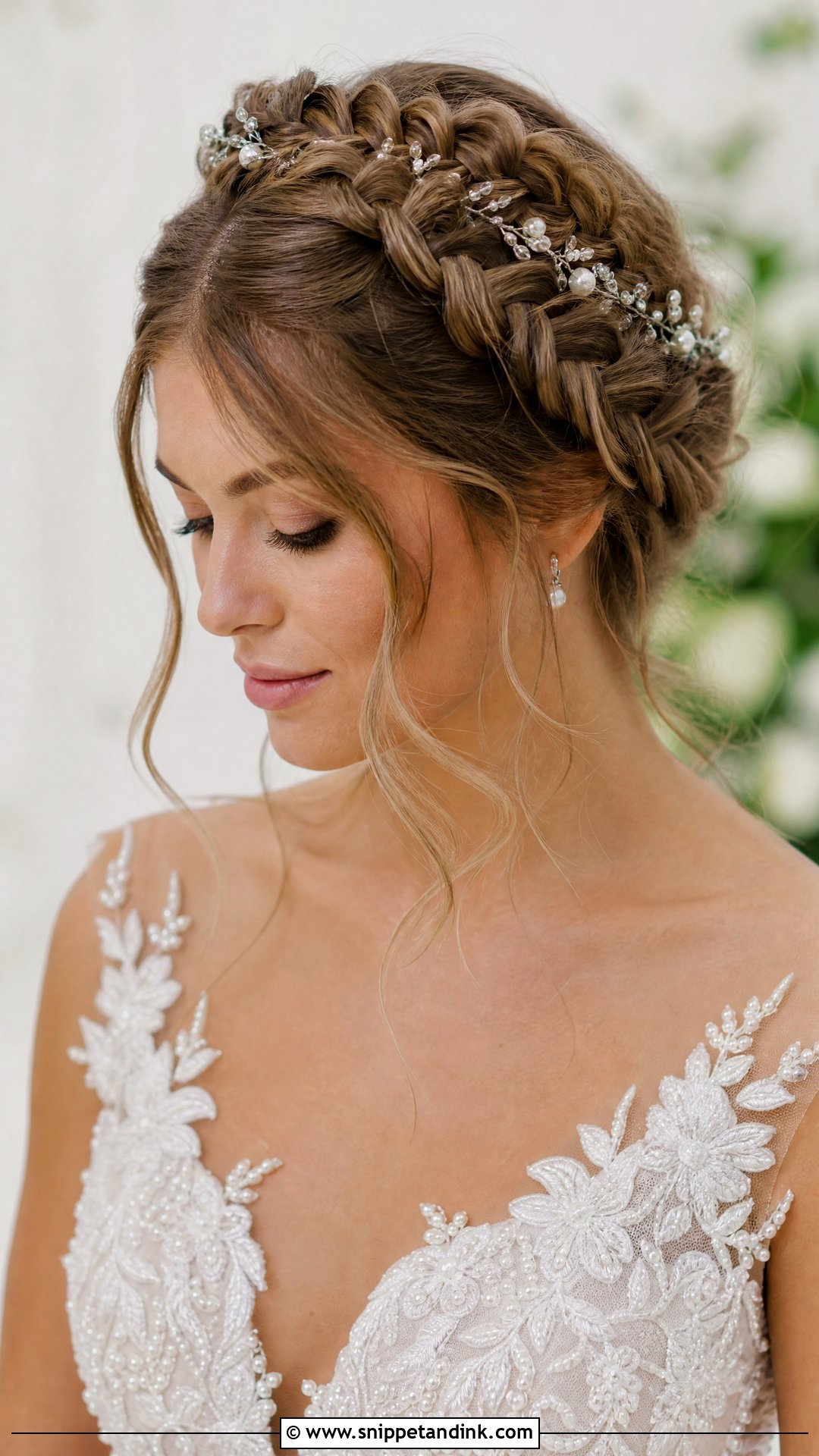 Braided Crown With Loose Front Pieces - Snippet and Ink - 20 Wedding Hair Front Ideas