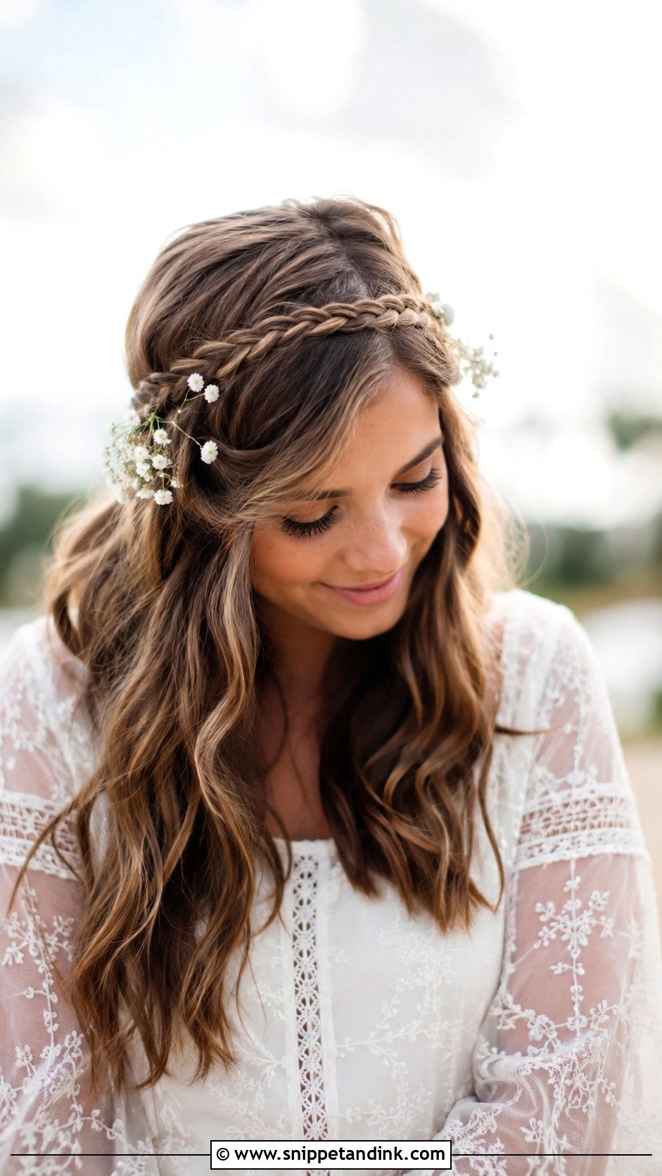 Braided Crown With Loose Hair - Snippet and Ink - 30 Simple Hairstyles for Wedding