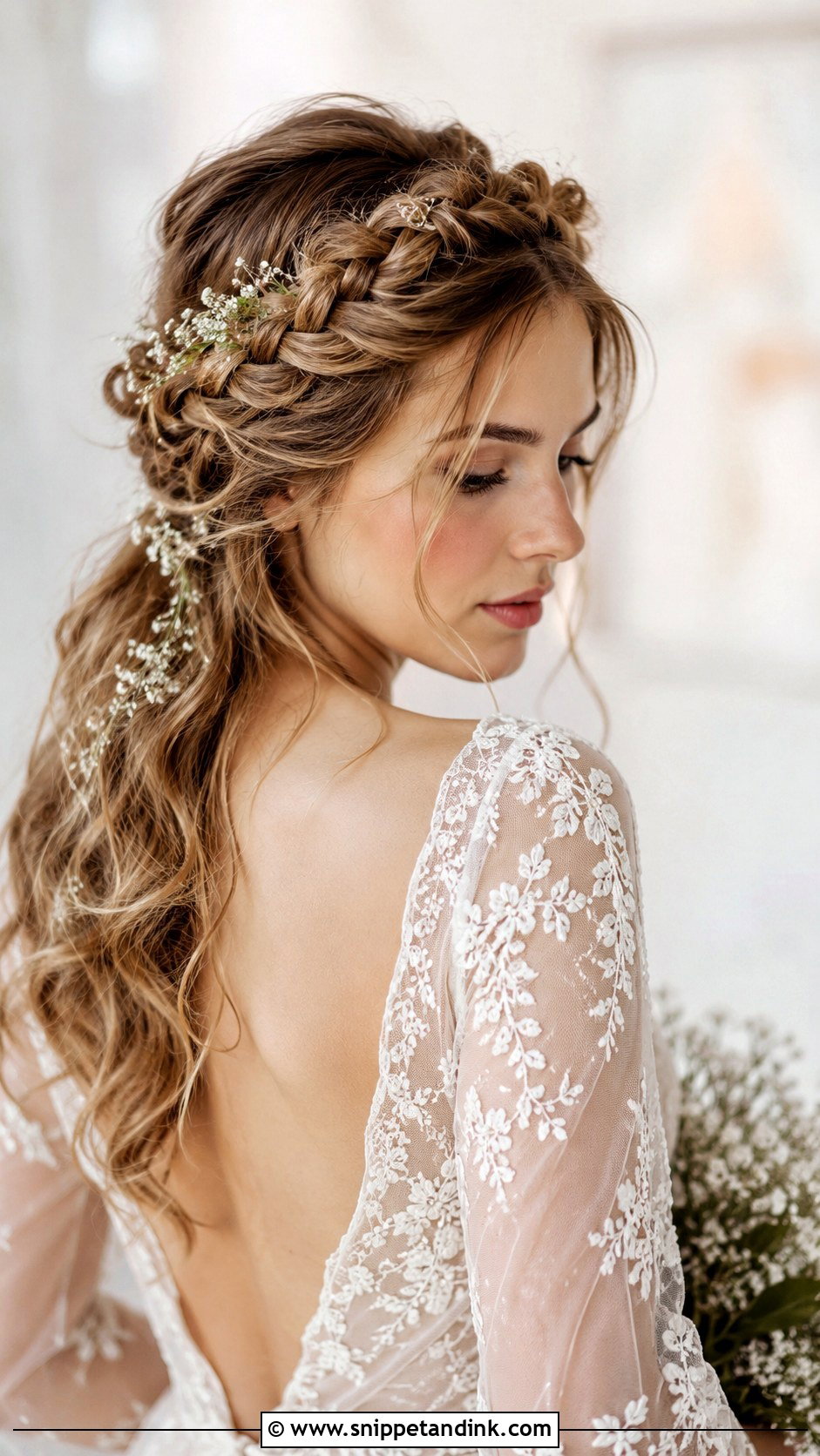 Braided Crown With Loose Waves - Snippet and Ink - 25 2025 Bride Hairstyles